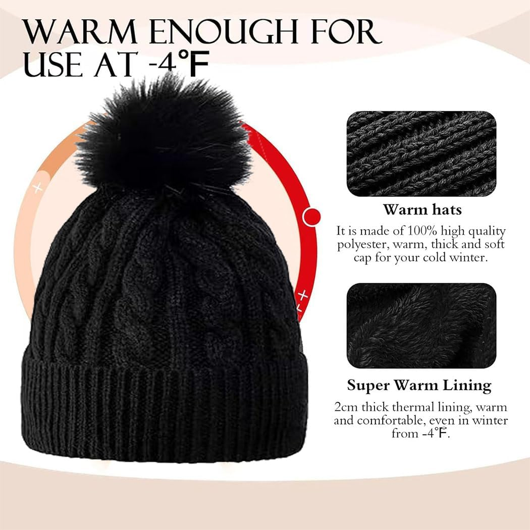 Idopick Winter Knit Beanie Hat for Men Women, Wool Knit Hat Soft Warm Beanie Cap Breathability & Elasticity Snow Cap Hat - Black image number 5
