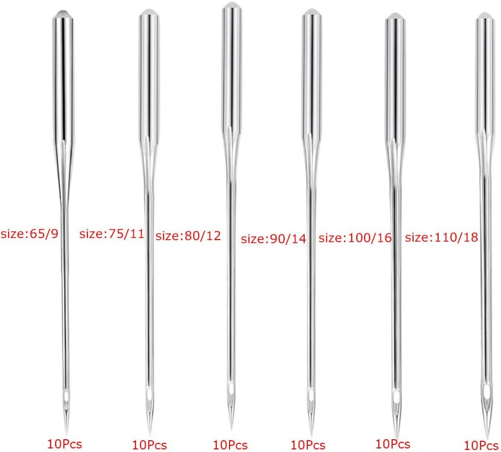 Naisfei 60 Pcs Home Sewing Machine Needles, Sewing Needles, Universal Sewing Machine Needles for Shirting, Thick Cloth, Leather, Canvas, Denim(65/9, 75/11, 90/14, 100/16, 110/18) image number 3