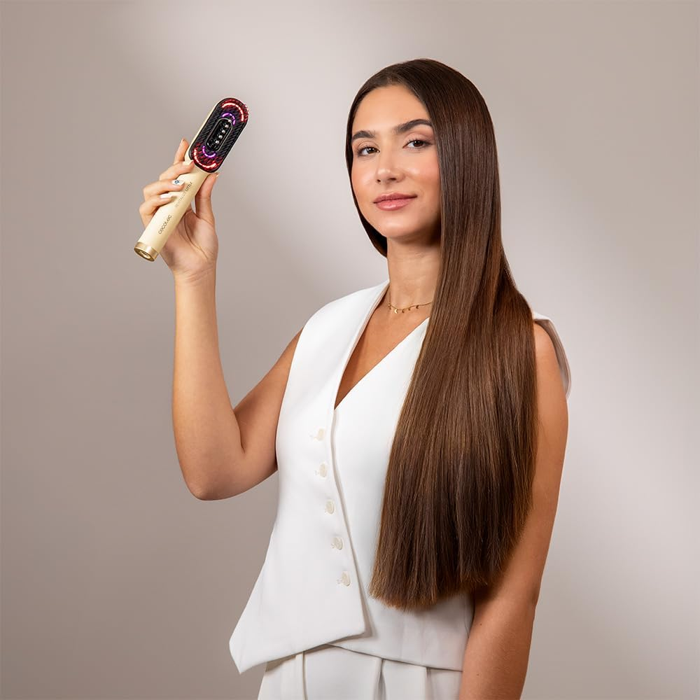 Cecotec Haircare Revitalize Little Repair Brush with LED Light, Serum Applicator and Vibration Massage, Nourishes, Repairs and Stimulates Hair Growth, 4 LED Lights