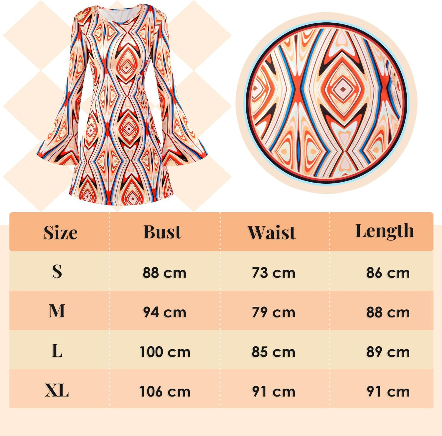 Slowton 70S Disco Costume Women - 70S 80S Hippie Costumes with Headband, Disco Dress Halloween Costume Outfit Hippie Clothes for Fancy Dress Cosplay Carnival Party image number 4