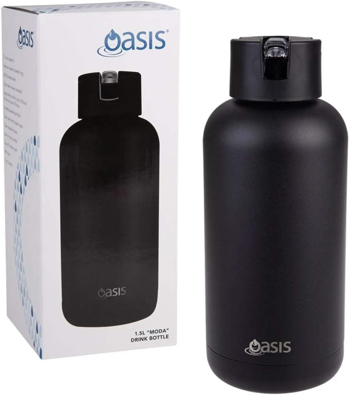 Oasis Moda Drink Water Bottle 1.5L Black Black