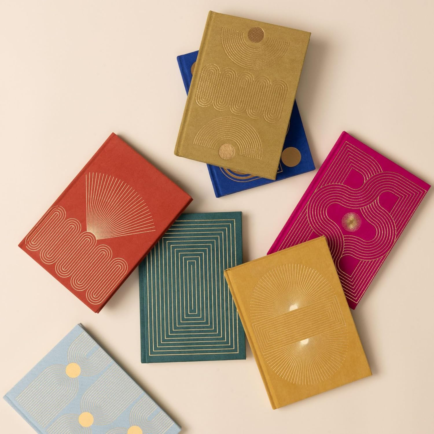 Designworks Ink Suede Cloth Hardcover Journal Notebook with 160 Lined Pages, Ribbon Bookmark, and Storage Pocket for Work, Writing, Journaling - Green Journal with Geometric Linear Box Design (JB58-1011) - Lilac Purple With Gold Letter "Notes" image number 2