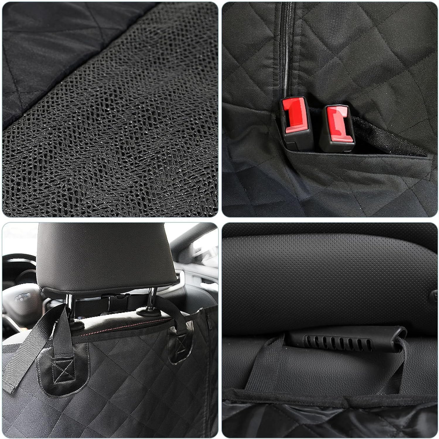 Dog Seat Cover, Waterproof Dog Car Seat Cover Back Seat Hammock with Mesh Visual Window & Side Flaps & Dog Seat Belt, Scratchproof Pet Seat Cover for Cars, Trucks, SUV image number 1