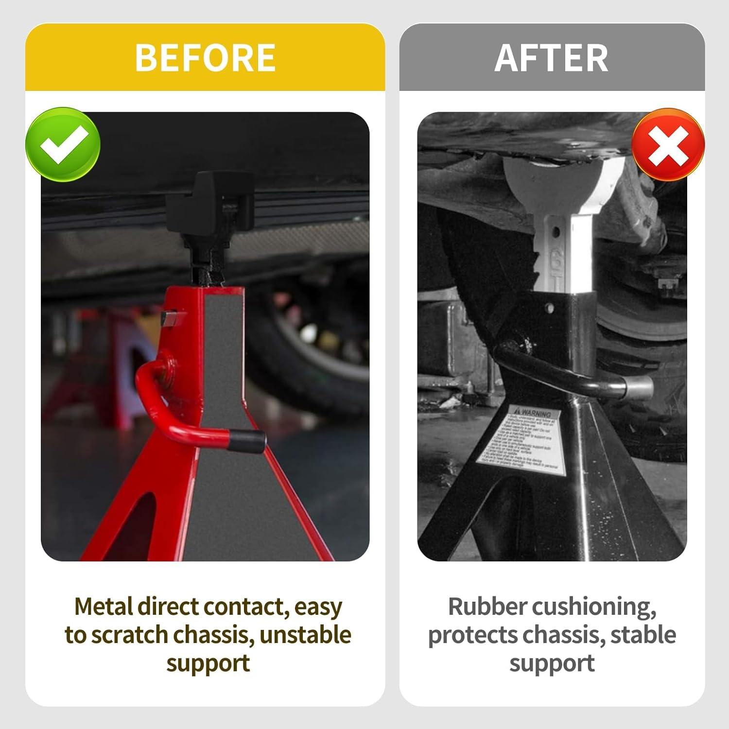 Jack Stand Pads, 4 Pcs 3 Ton Jack Pad Adapter, Universal Rubber Slotted Frame Rail Pinch Welds Protector Pad for Jack Stand Support Lift, Car Accessories for Sedan, SUV and More (Black) image number 5