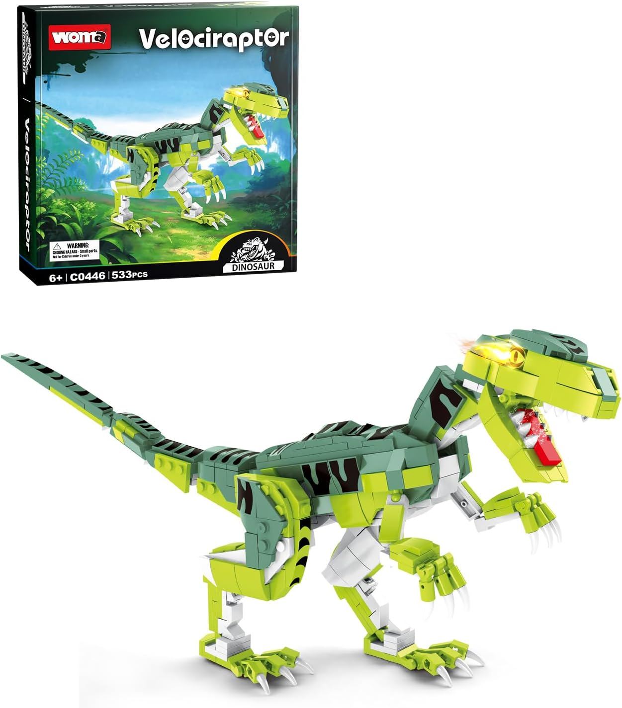 Velociraptor Dinosaur Building Toy Set, Jurassic Velociraptor Mongoliensis with Movable Jaw, Neck and Joints, Dinosaur Toys for Kids 6+ (533 PCS) image number 2