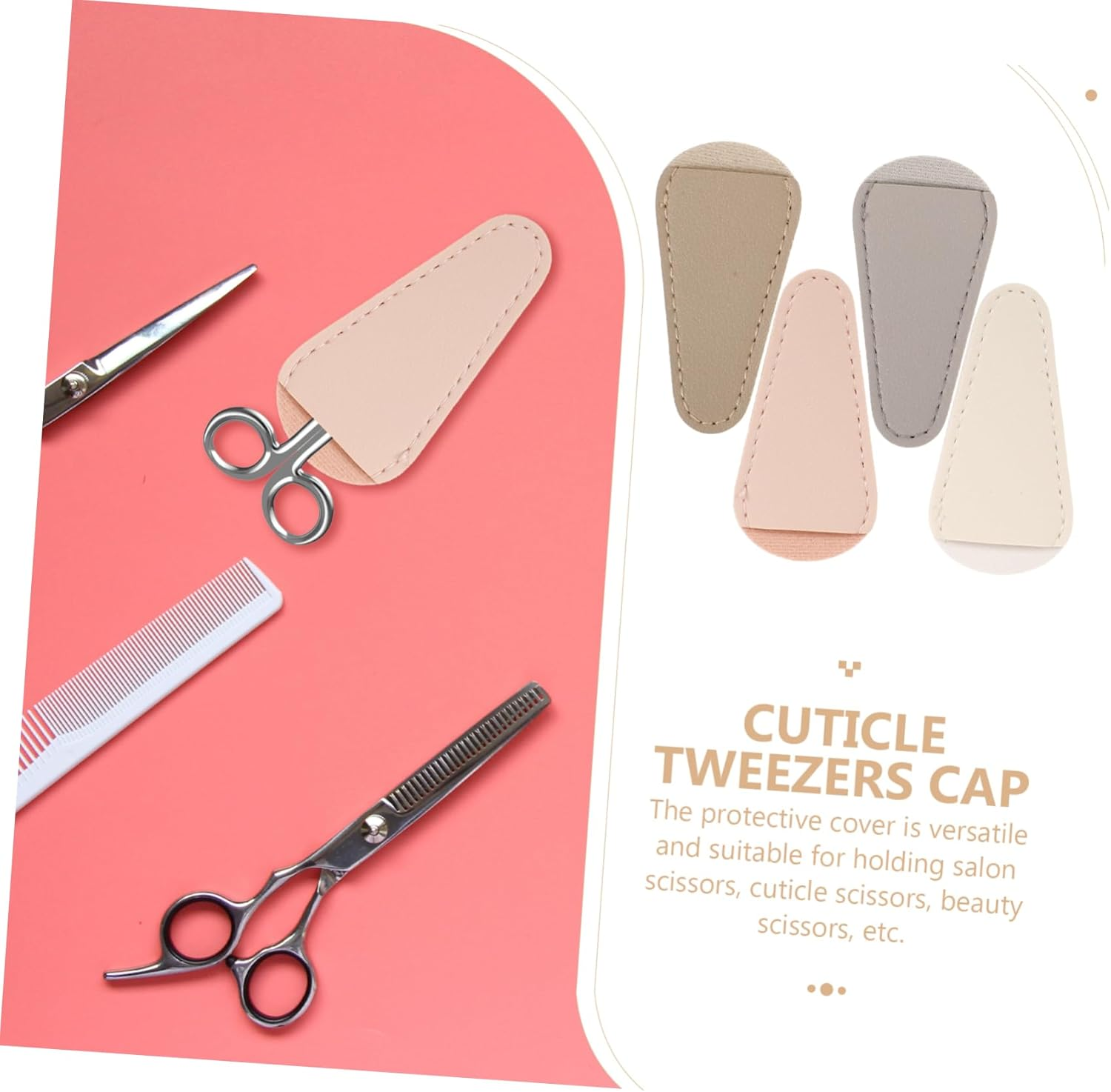 LOLIPPYY 4Pcs Cuticle Scissor Protective Covers Soft PU Leather Manicure Tool Protectors for Nipper and Tweezers Compact Nail Care Accessories for Home and Salon Use image number 5