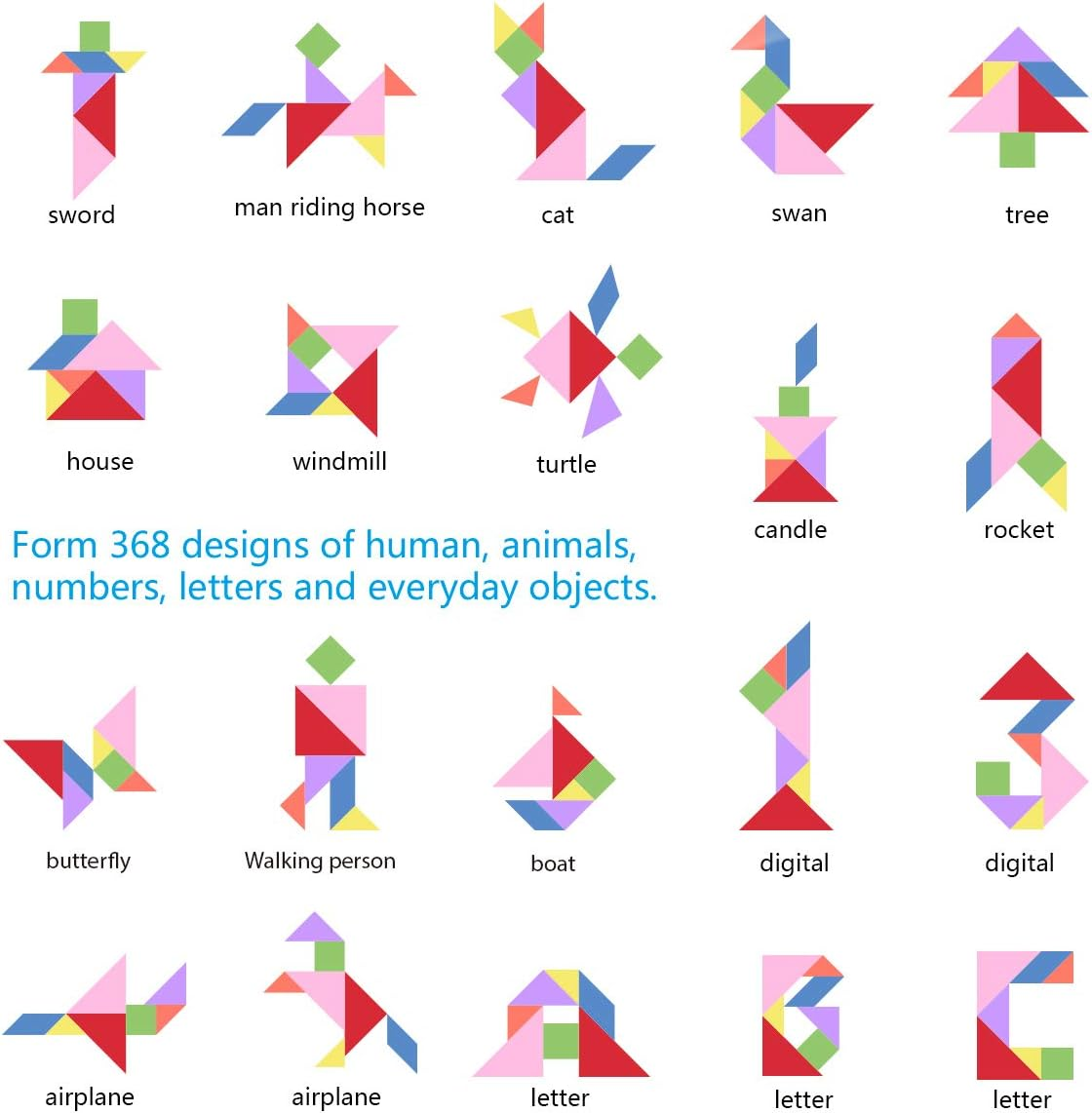 Travel Tangram Puzzle with 2 Set Magnetic Plate- Road Trip Tangoes Games with Solution - IQ Book Educational Toy Brain Teaser for Kid Challenge