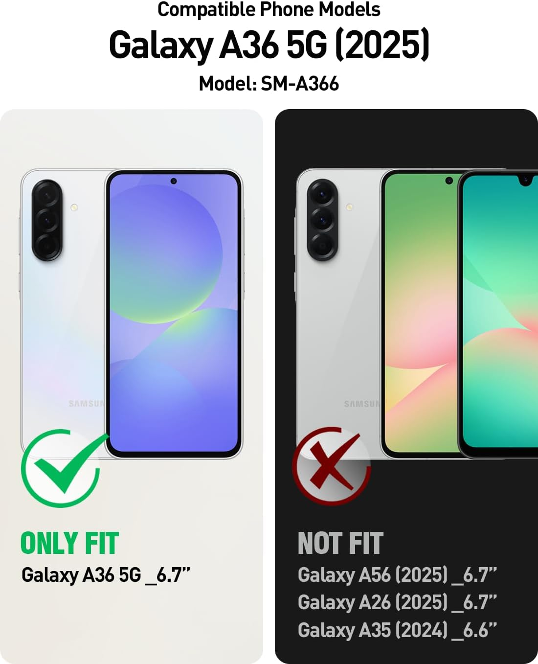 POETIC Revolution Case for Samsung Galaxy A36 5G, [Slide Camera Cover] [Screen Protector Works with Fingerprint ID] Military Grade Galaxy A36 5G Phone Case with Kickstand - Black image number 2