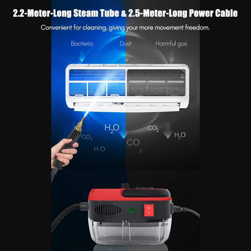 2500W Handheld Steam Cleaner High Temperature 229&deg;F/105&deg;C & 3BAR Pressure, 10S Fast Heat All-Purpose Portable Steam Cleaner with 3 Brush Heads for Kitchen Bathroom Car Furniture Floor Detailing image number 5