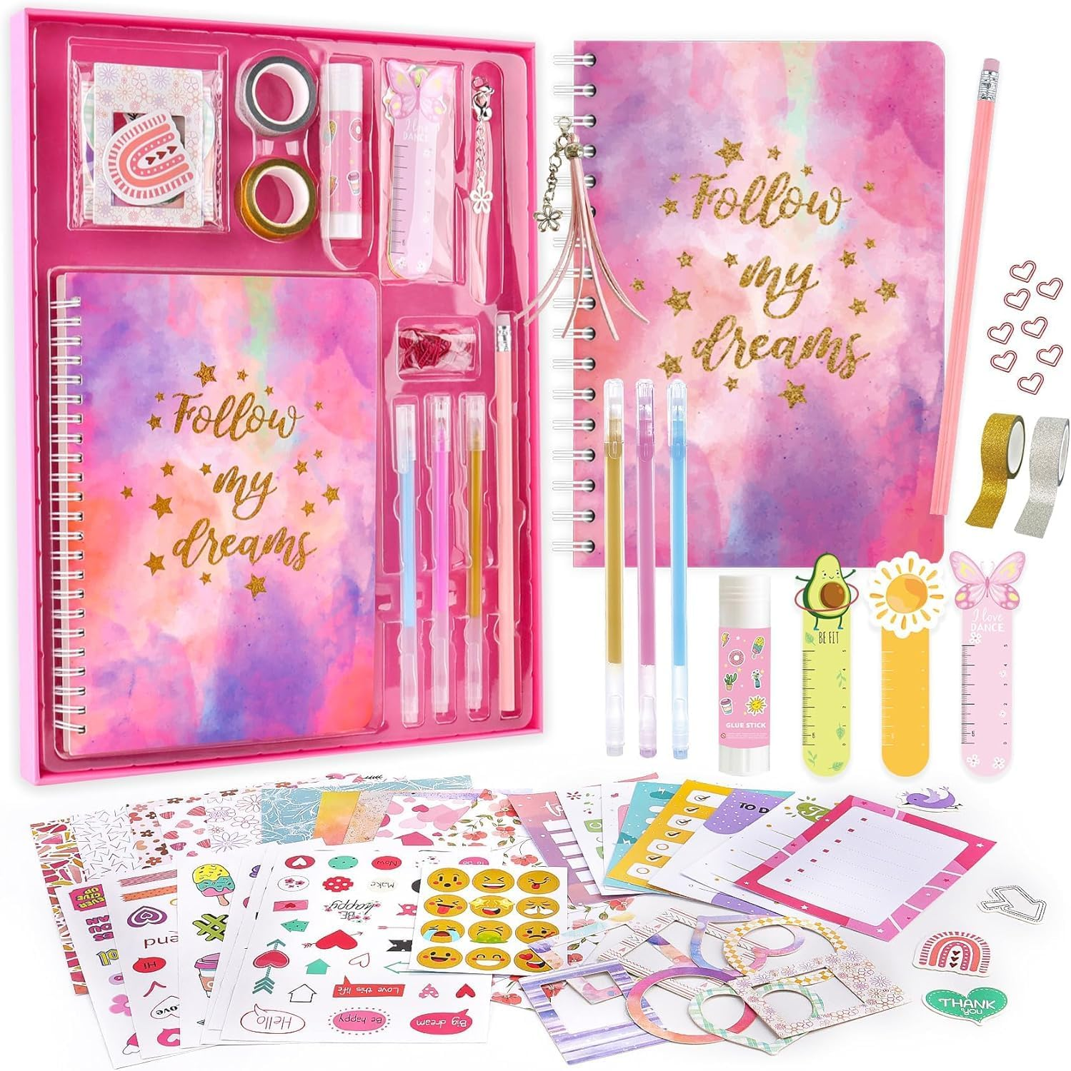 DIY Journal Kit for Girls - Journaling Toys Set for Teen Kids, Art Crafts Scrapbook Diary Supplies Set, Ideal Gifts for 8 9 10 11 12 13 14 Year Old Girls image number 5