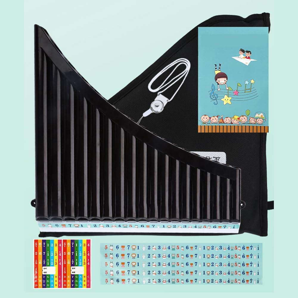 Mingzhe 18 Pipes Pan Flute C Key Panpipes Pan Pipes with Mouthpiece Wind Instrument for Students Beginners with Carrying Bag - Off White image number 6