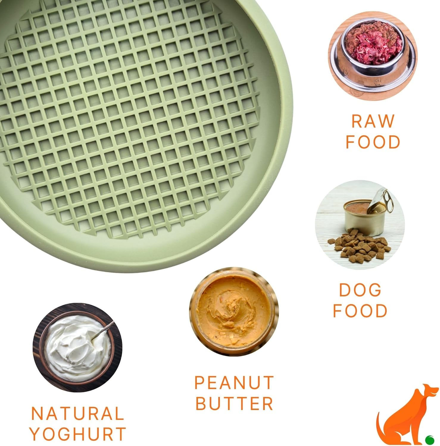 Dog Lick Mat Catcher, Bathing, Shower & Groomimg Distractor, Slow Feeder Dog Bowl for Anxiety Reduction, Boredom Buster, Unique Food and Dribble Catcher Design, Suitable All Dog Sizes (Green)