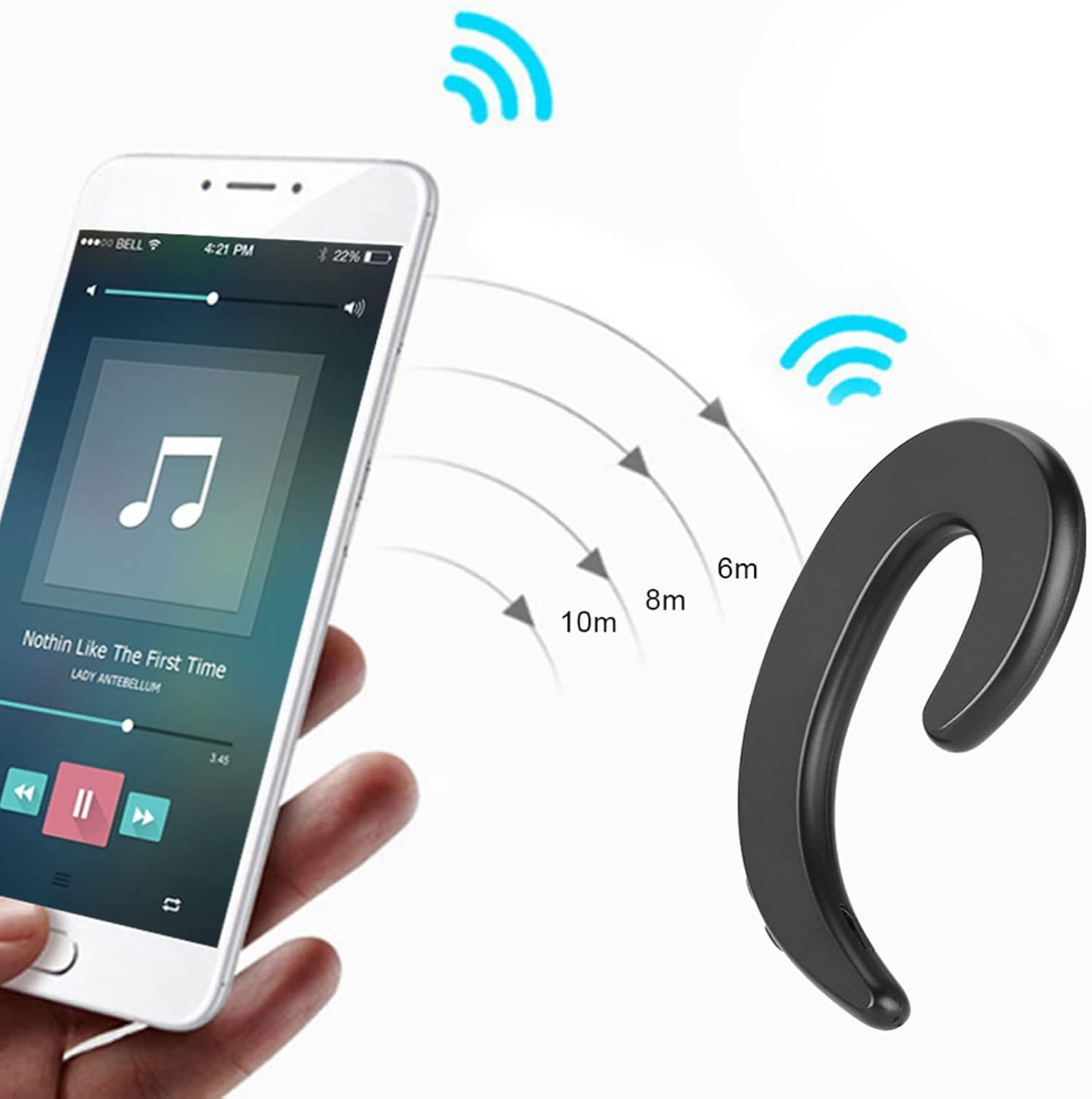 Bluetooth Headphones Wireless Pain Free Bone Conduction Headphones for Hands-Free Use (Black)