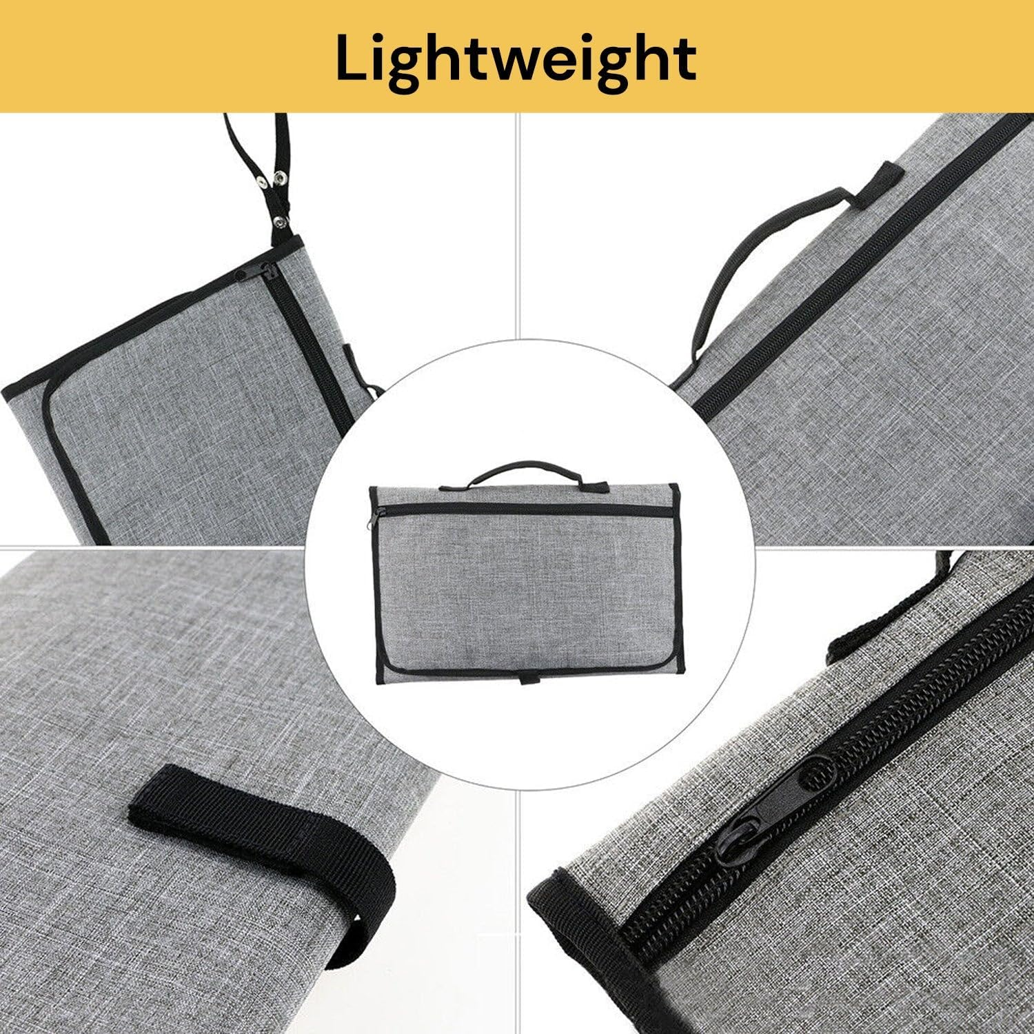 EZONEDEAL Portable Diaper Changing Pad for Baby Mat Travel Changing Mat Diaper Baby Changing Pad Waterproof Foldable Baby Changing Grey for Newborn and Toddlers Home Travel Outside image number 2