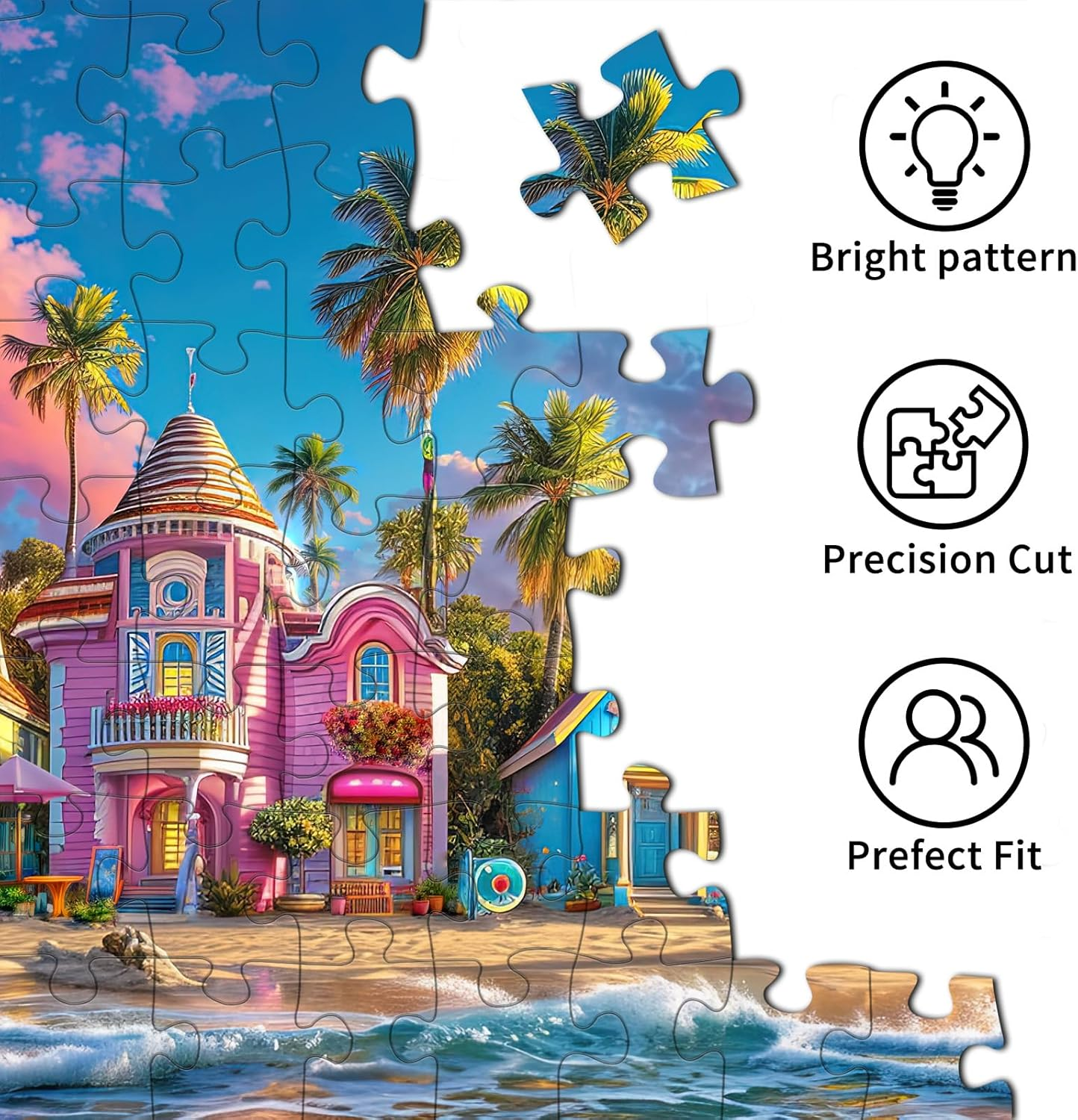 Chalzidar Jigsaw Puzzles for Adults 1000 Pieces, Interlock Perfectly Letter on Back No Dust, Home Decor Birthday Gift Toy for Men Women Elders Seniors, 1:1 Poster - Colorful Harbour image number 5