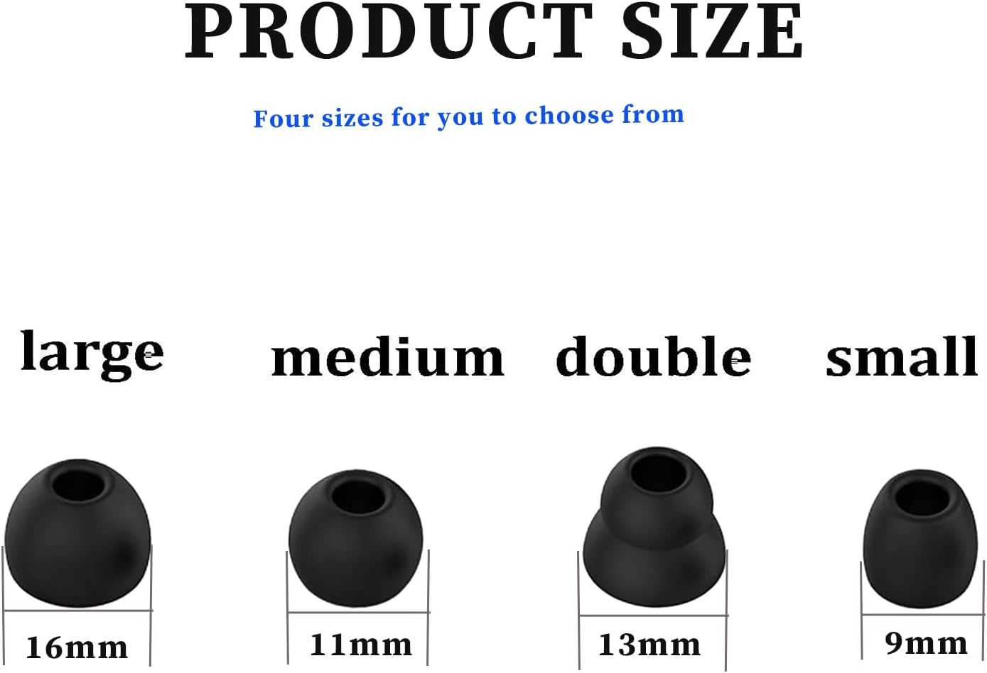 8 Pairs Replacement Eartips Silicone Earbuds for Beats Powerbeats Pro Earphone, Secure Fit, Waterproof and Sweatproof (Black) image number 2