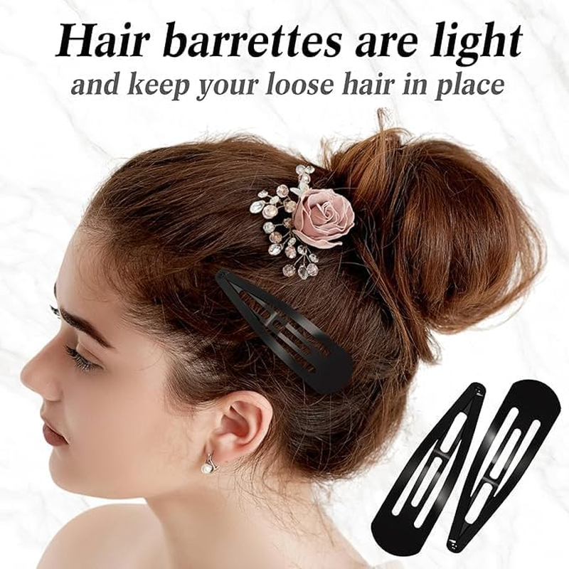 NTY Collections Large Metal Snap Hair Clips for Women (Black) &ndash; Strong Grip Nonslip Barrettes, Heavy-Duty Metal Hair Accessories for Thick or Thin Hair, Fashion Hair Clips for Daily Styling - 30 Pieces 3.1 Inch image number 2