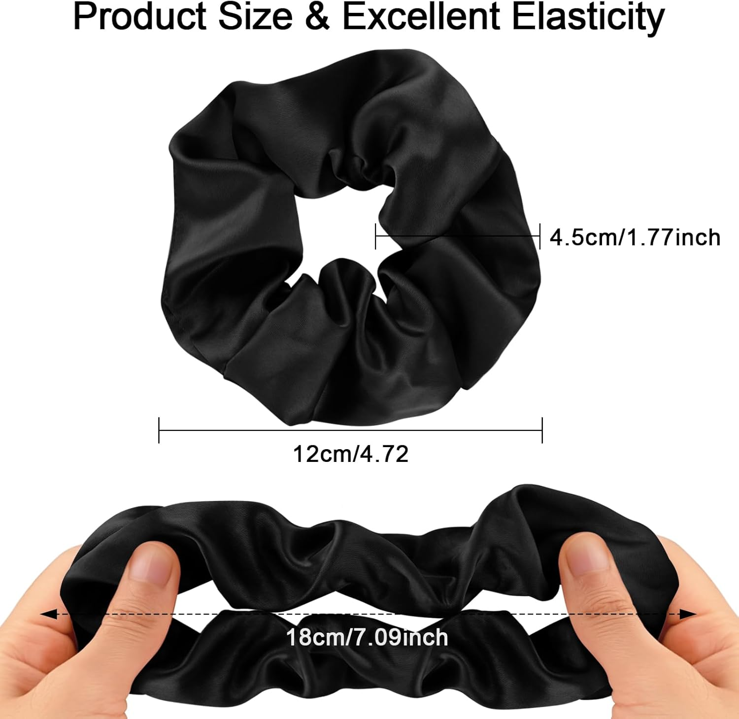 Leonids Satin Hair Scrunchies for Women, Silk Hair Scrunchies for Girls, Elastic Hair Bands (Black+Black+Black) - Black+White+Pink image number 3