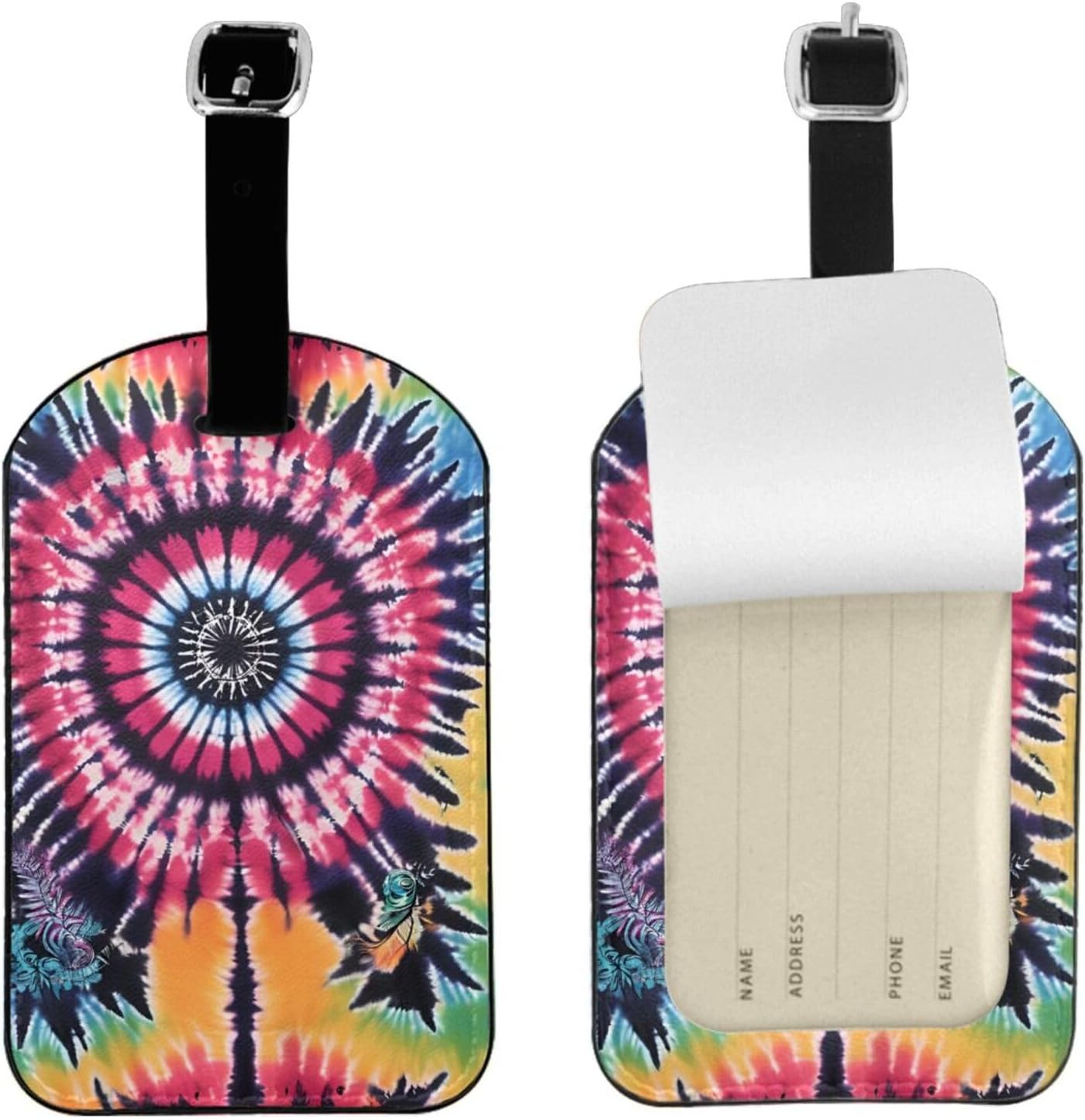 Exotic Tribe Tie Dye Style Print Elegant Tag Stylish Tag Luggage Tag 4.3 X 2.76 Inch for Suitcases Travel Bags image number 2