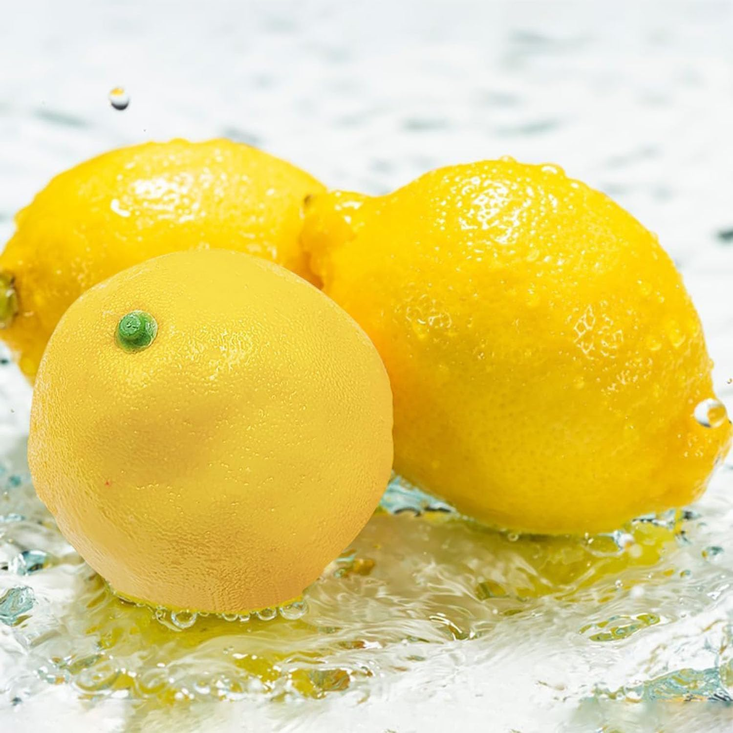 12Pcs Artificial Fruit Lemon,Yellow Fake Lemons Faux Fruit for Home House Kitchen Decoration,Lifelike Normal Size Simulation Lemons,Plastic Yellow Lemon for Fake Fruit Bowl image number 1