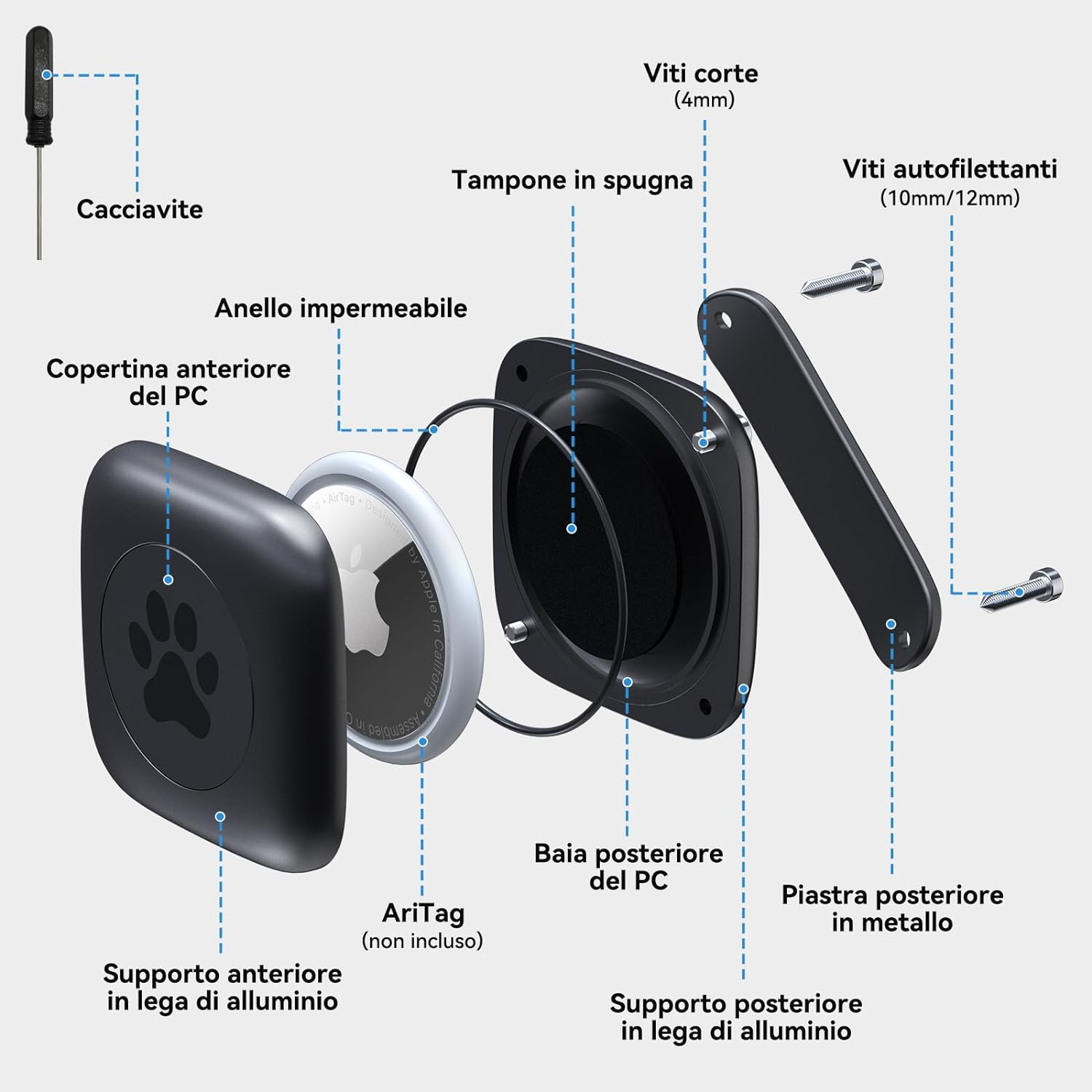 Cloudvalley IPX8 Waterproof Dog Collar Holder for Apple Airtags, Anti-Lost Airtag Mount Case Compatible with Dog & Cat, Pet Trackers for Apple Iphone, Ultra-Durable, Fits All Width Collars image number 1