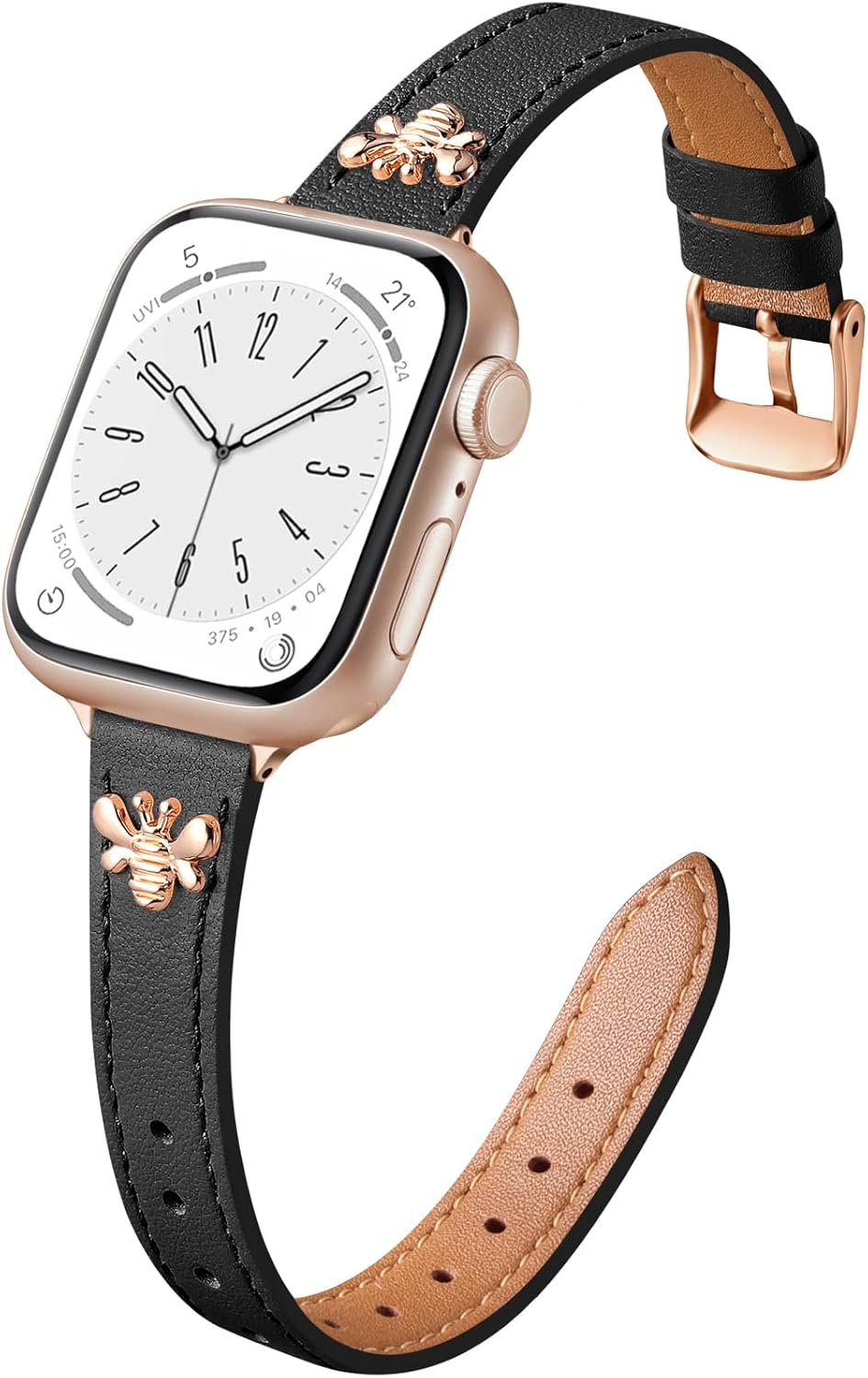 Getino Slim Band Compatible with Apple Watch Bands for Women 38Mm 40Mm 41Mm 44Mm 45Mm 46Mm 49Mm 42Mm, Soft Top Grain Genuine Leather Replacement Strap for Iwatch Series 10 9 8 7 6 5 4 3 2 1 SE Ultra