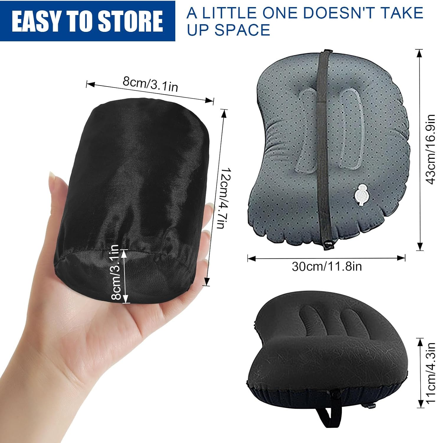 DAWNTREES Inflatable Camping Travel Pillow, 2 Pack Ultralight Pillow, Neck Pillow,Beach Pillow,Backpacking Pillow, Inflatable Pillow for Camping,Hiking - Green image number 3