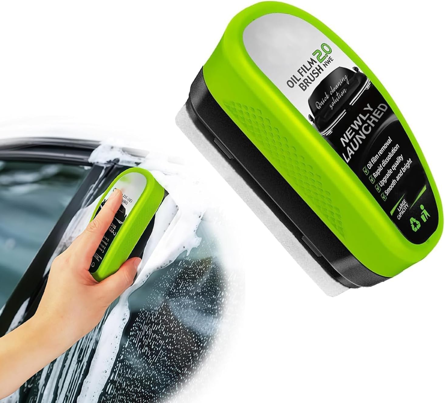 2025 Update Automotive Oil Film Cleaning Brush, Reusable Oil Film Cleaning Brush, Powerful Glass Cleaning Board for Window Remove Dirt Improve Clarity & Visibility (1PCS) image number 5