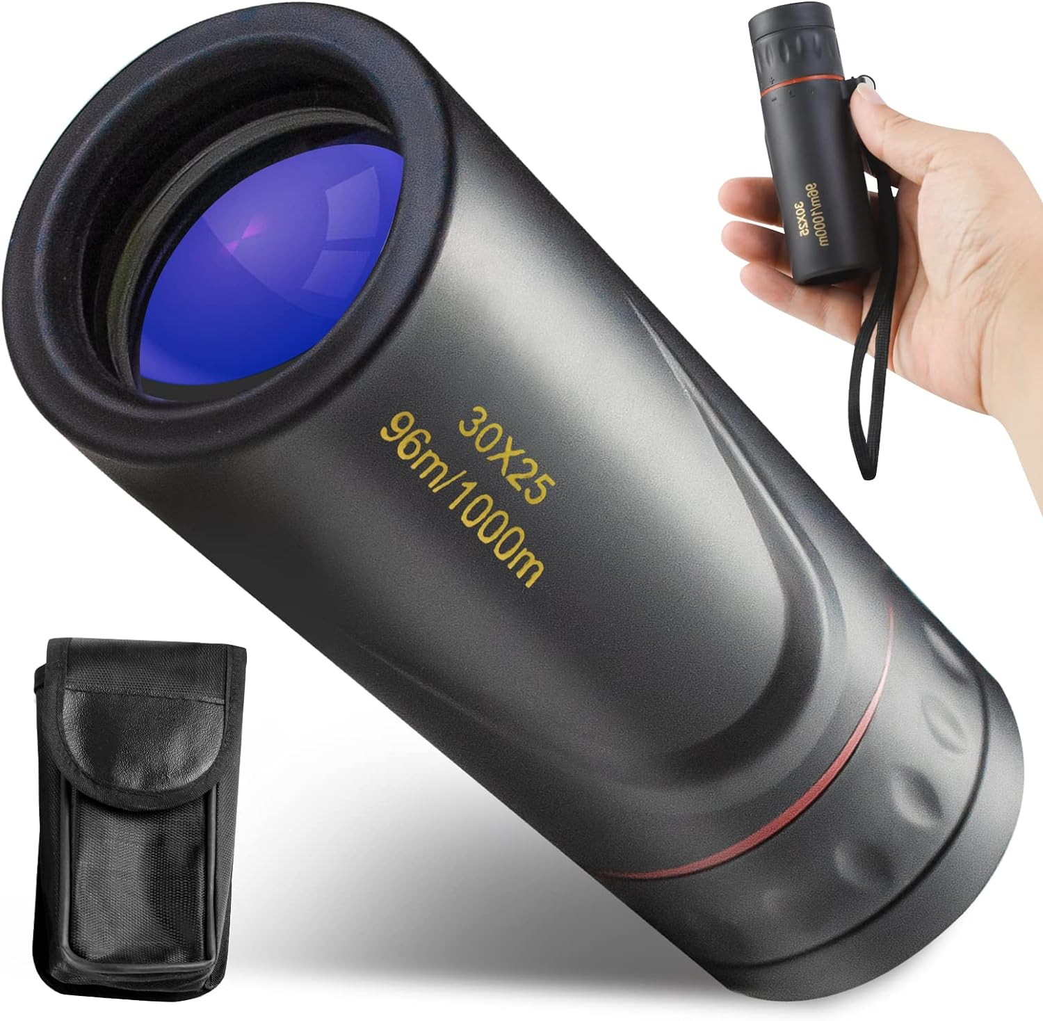 HDAJY Mini Monocular Telescope, Upgrade 30 X 25 HD Monoculars for Adults High Powered, Be Used for Stargazing, Hunting, Black