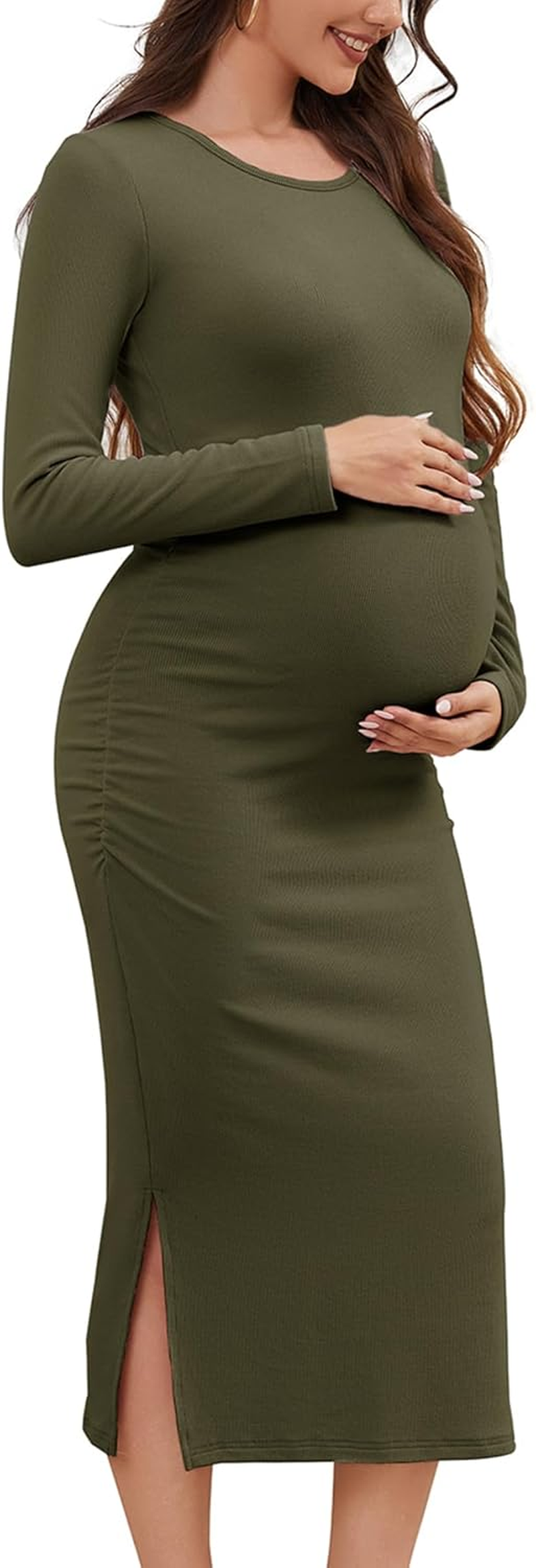 Smallshow Women'S Long Sleeve Maternity Sweater Dress Knit Fall Winter Pregnancy Clothes