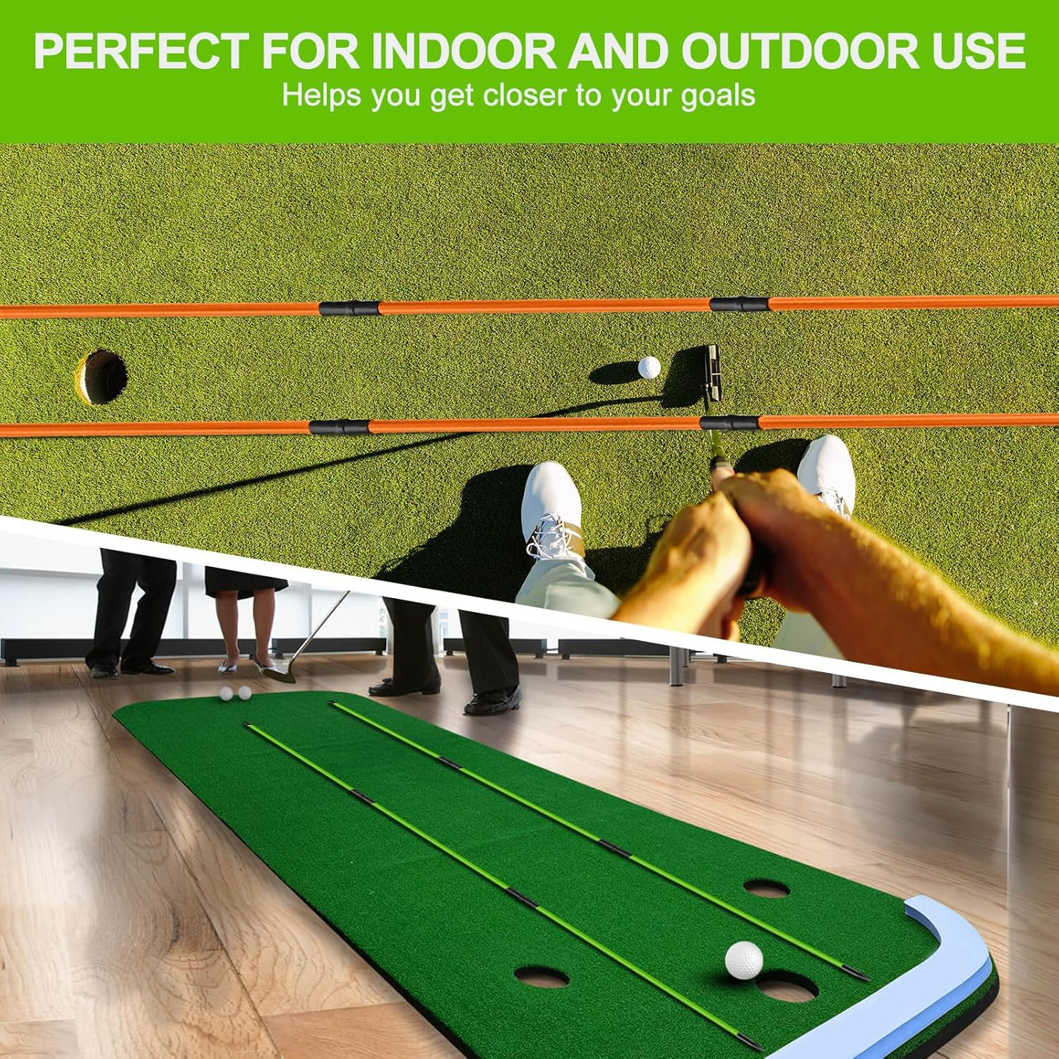 4 Pack Golf Alignment Sticks, 122CM Professional Golf Training Aid for Aiming Practice, Swing Trainer, Putting, Collapsible Golf Practice Sticks with Clear Tube Sleeve for Easy Carrying image number 2