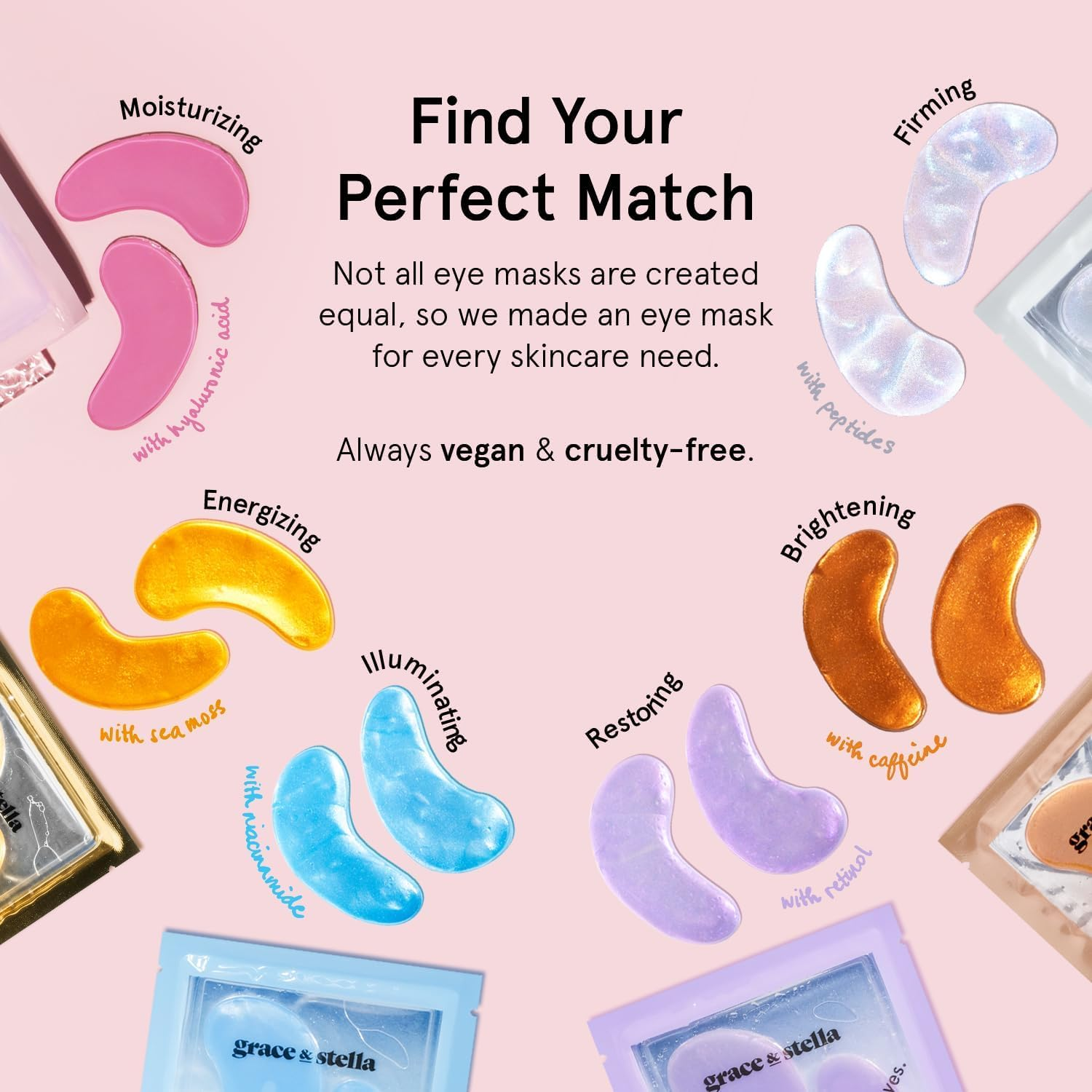 Grace & Stella Award Winning Hyaluronic Acid under Eye Patches - Gifts for Mom and Women - Reduce Dark Circles, Puffy Eyes, Undereye Bags & Wrinkles - under Eye Masks - Vegan (24 Pairs, Pink) image number 2