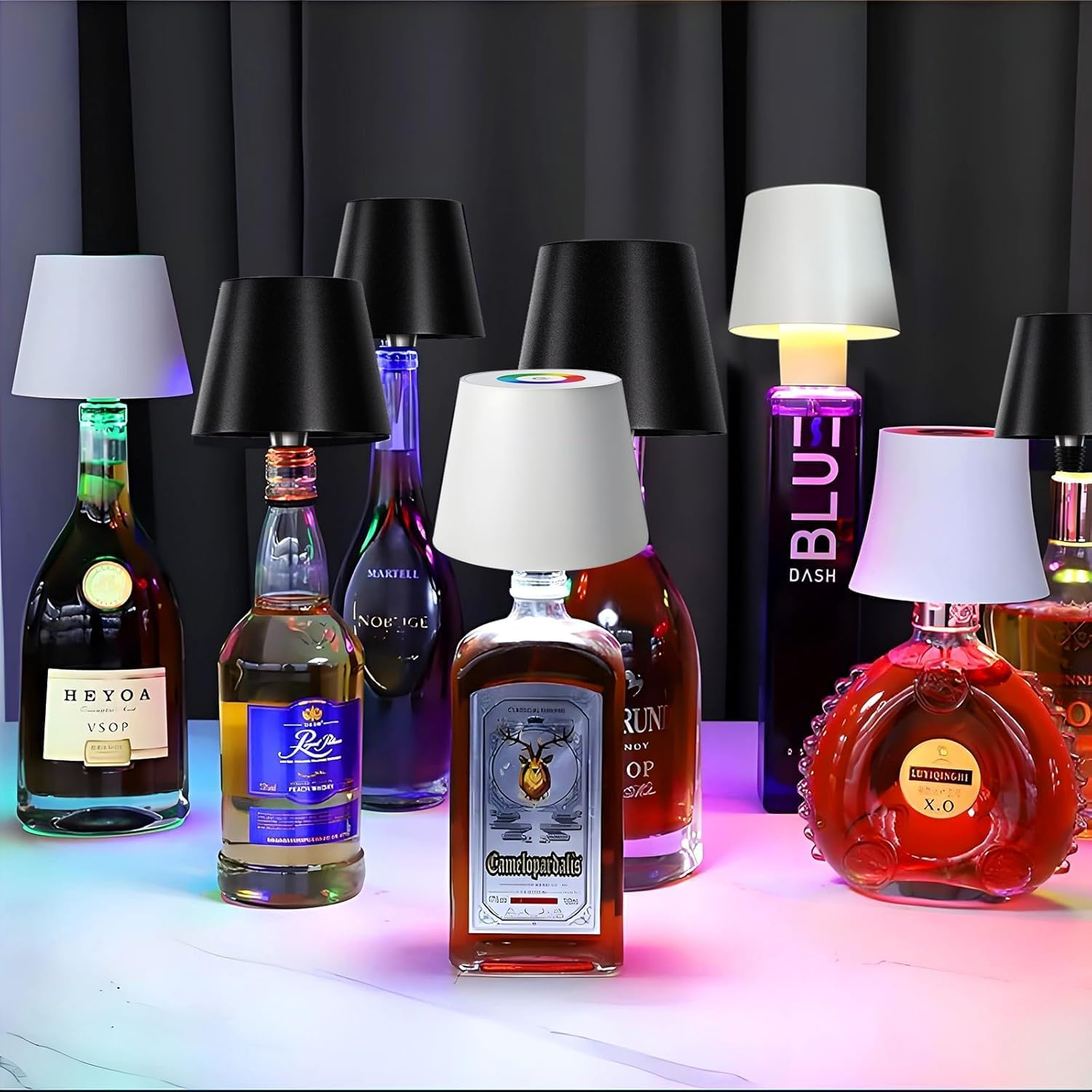 Wireless Bottle Lamp 2000Mah, RGB Mode & 3 Color Stepless Dimming Touch Table Lamp, Rechargeable Atmosphere Lamp for Bars, Cafes, Restaurants, Bedrooms, Outdoor Environments (White, 1Pcs) image number 5