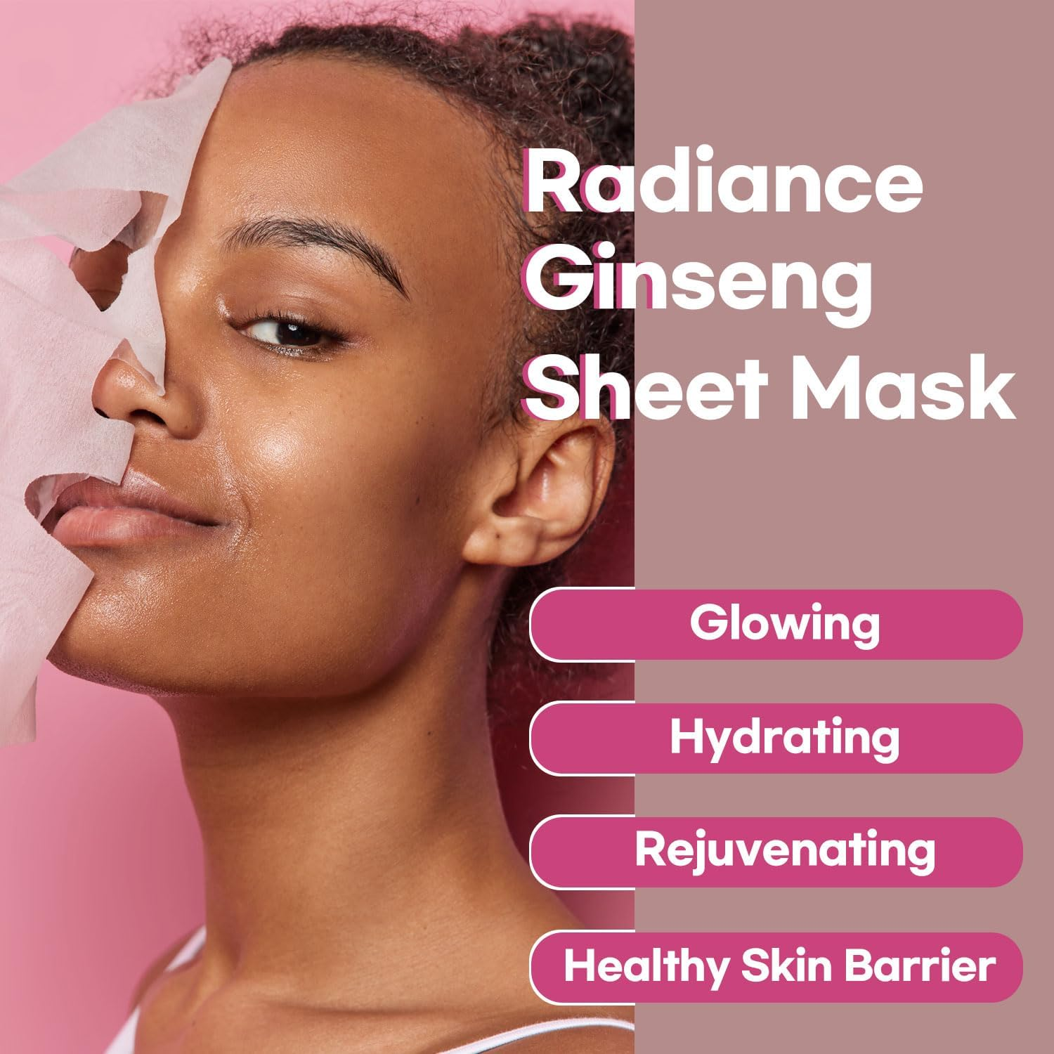 Varuza Radiance Ginseng Sheet Masks - Hydrating Face Masks for Healthy and Strengthening Skin Barrier - Vegan, Cruelty Free Korean Face Mask 10 Count - Core Brightening image number 4