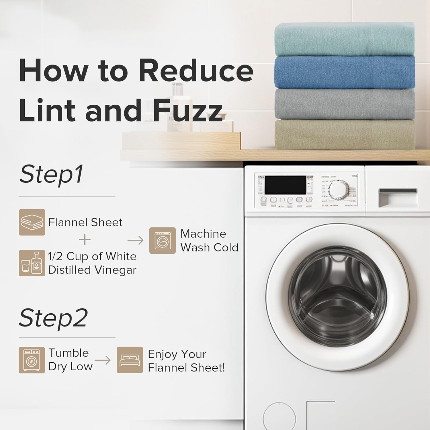 Comfort Spaces Cotton Flannel Breathable Warm Deep Pocket Sheets with Pillow Case Bedding, Twin, Solid Grey, 3 Piece - Solid Blue image number 5