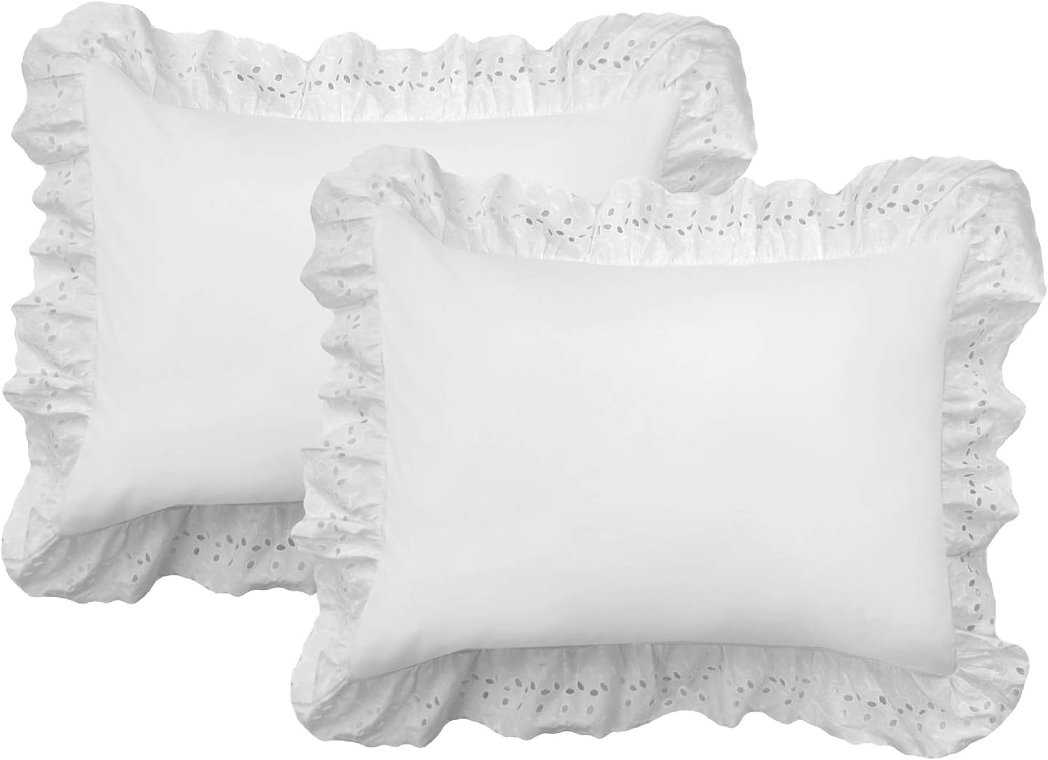 Fresh Ideas Eyelet Ruffled Pillow Sham Euro, Ivory