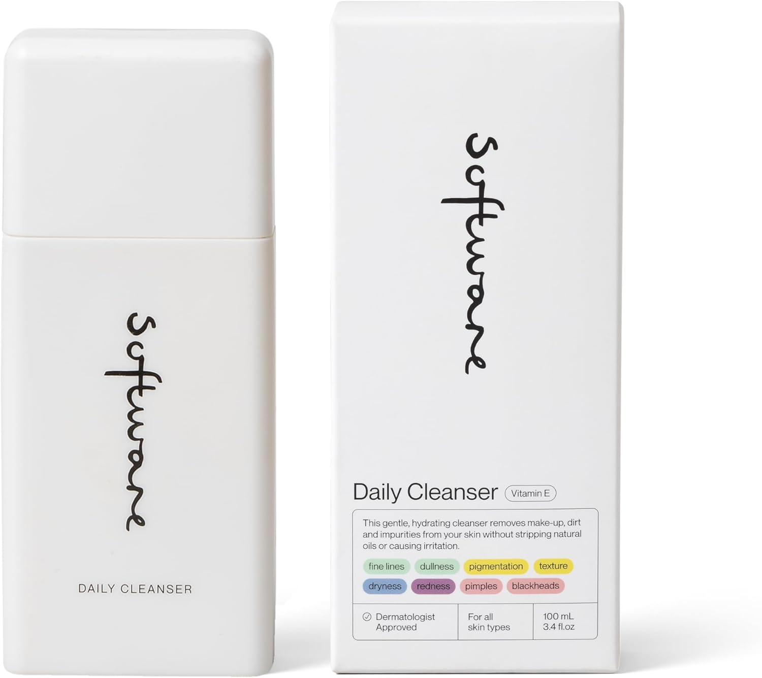 Software Daily Cleanser 100Ml | Gentle Ultra-Hydrating Cream Cleanser for Nourishing and Soothing Skin | Daily Facial Cleanser with Vitamin E and Sodium Hyaluronate for Skincare Routine image number 1