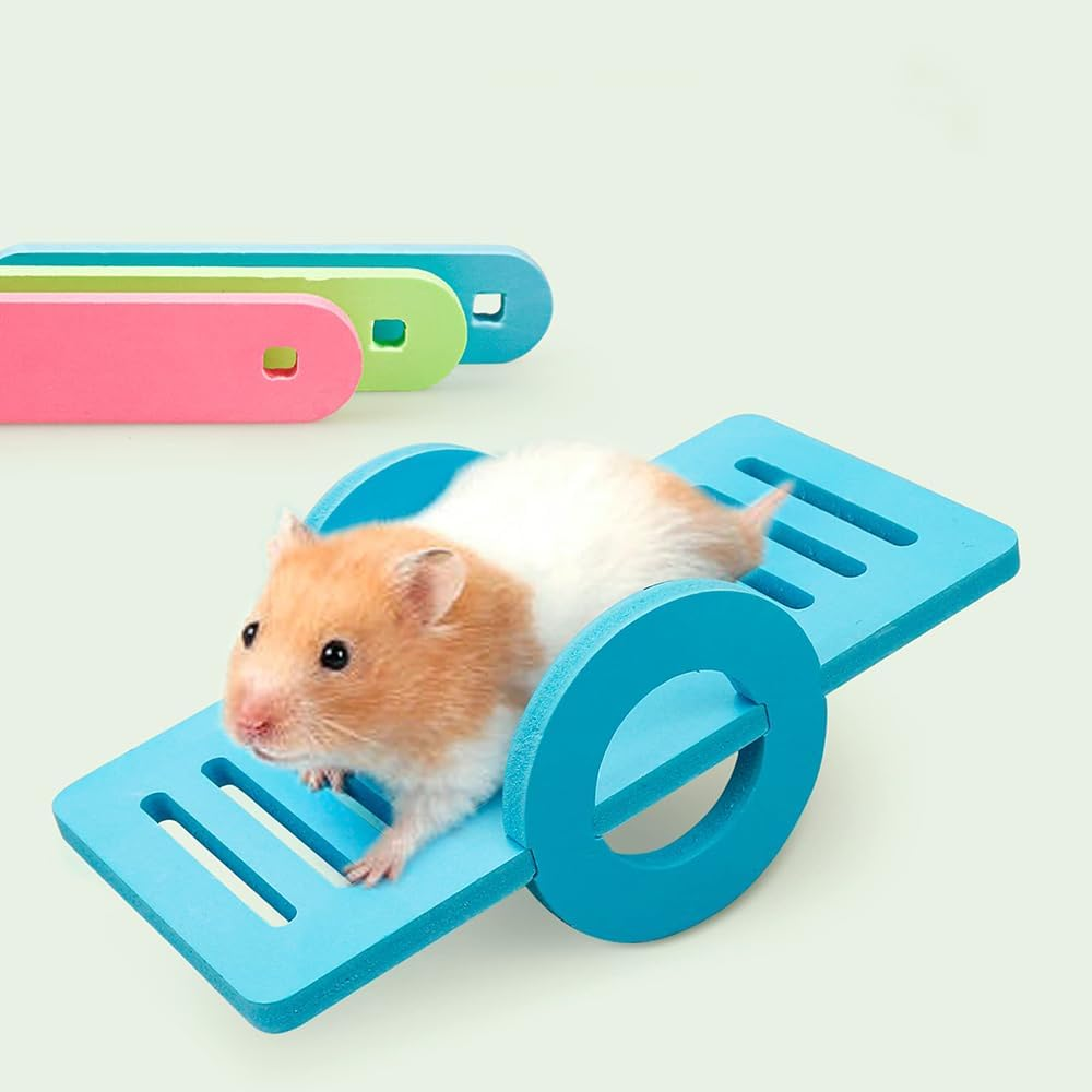 Hamster Toy, Set of 3 Hamster Accessories Set Rocker Swing Rainbow Bridge DIY Hamster Toys Training Toy Cage Decor Exercise Toy for Hamsters Rats Gerbils Small Animals image number 1