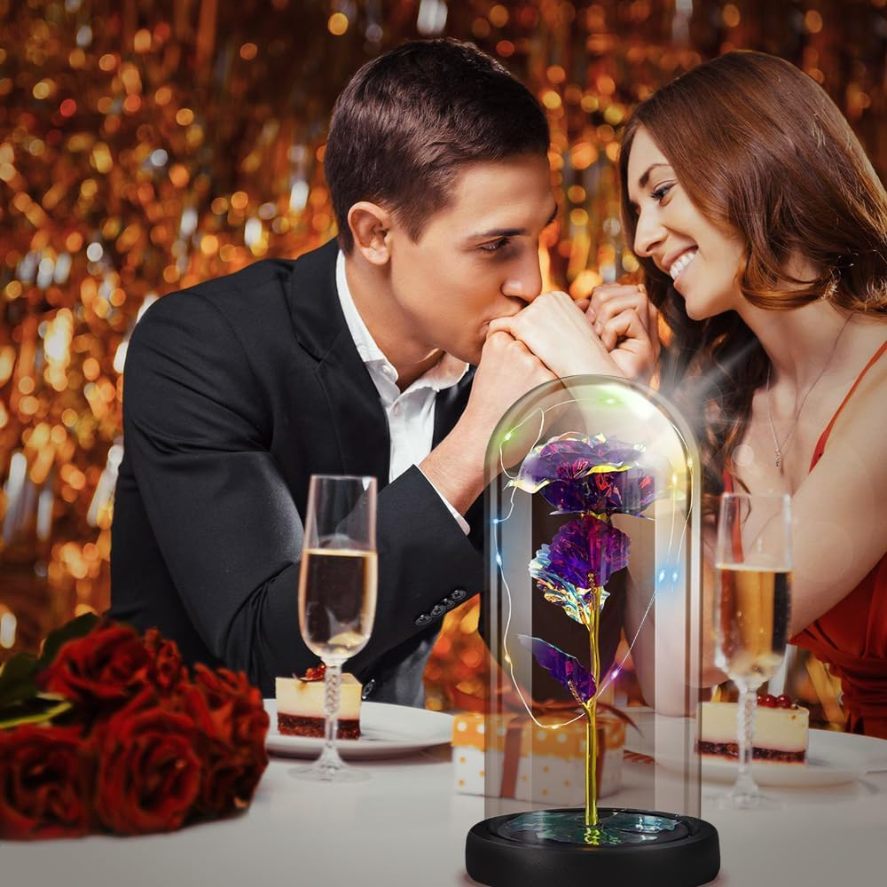 Birthday Gifts for Women Gifts for Mom Gifts for Women Gifts for Sister Grandma Rose Flower in Glass Dome Housewarming Gifts Valentines Day Gifts New Home Rose for Valentines Day Battery Not Included - Pink image number 5