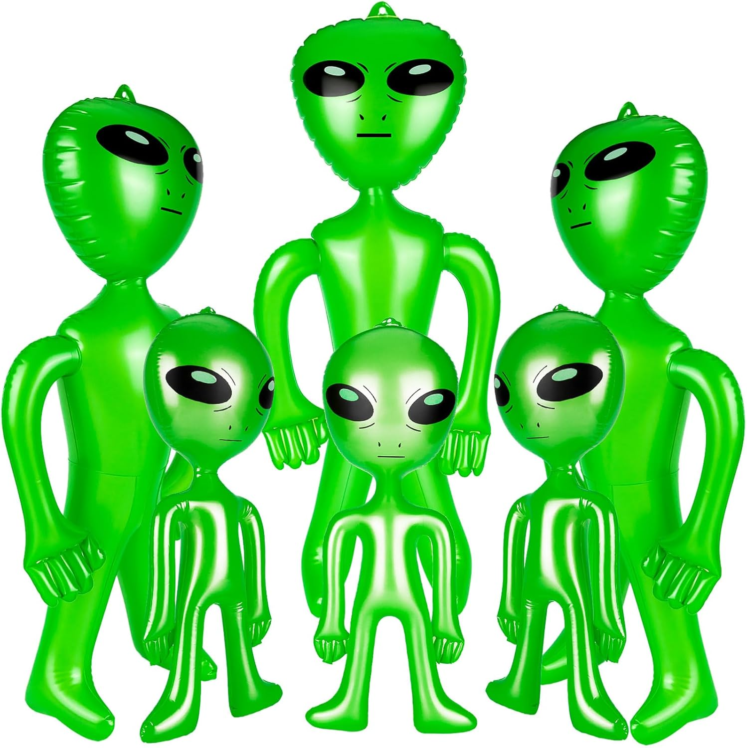 6Pcs Halloween Alien Inflatable, 35 Inch Inflatables Alien and 21 Inch Alien Inflates Balloon for Alien Party, Halloween, Christmas, Birthday Decoration (Green) image number 6