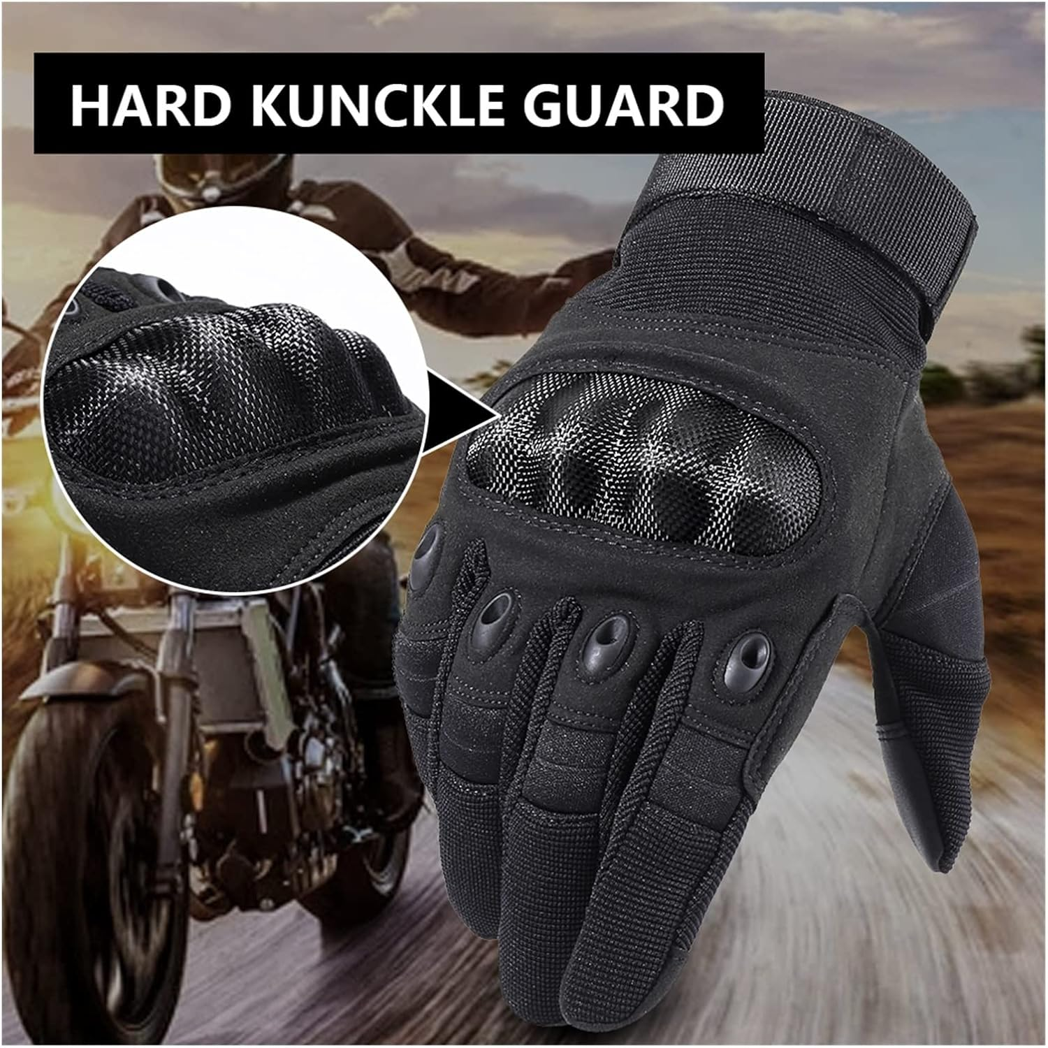 KANGYEBAIHUODIAN Motorcycle Full Finger Gloves Men Touch Screen Breathable Motorbike Riding Motocross Moto Racing Biker Enduro Protective Gear (Color : Black, Size : L) image number 2