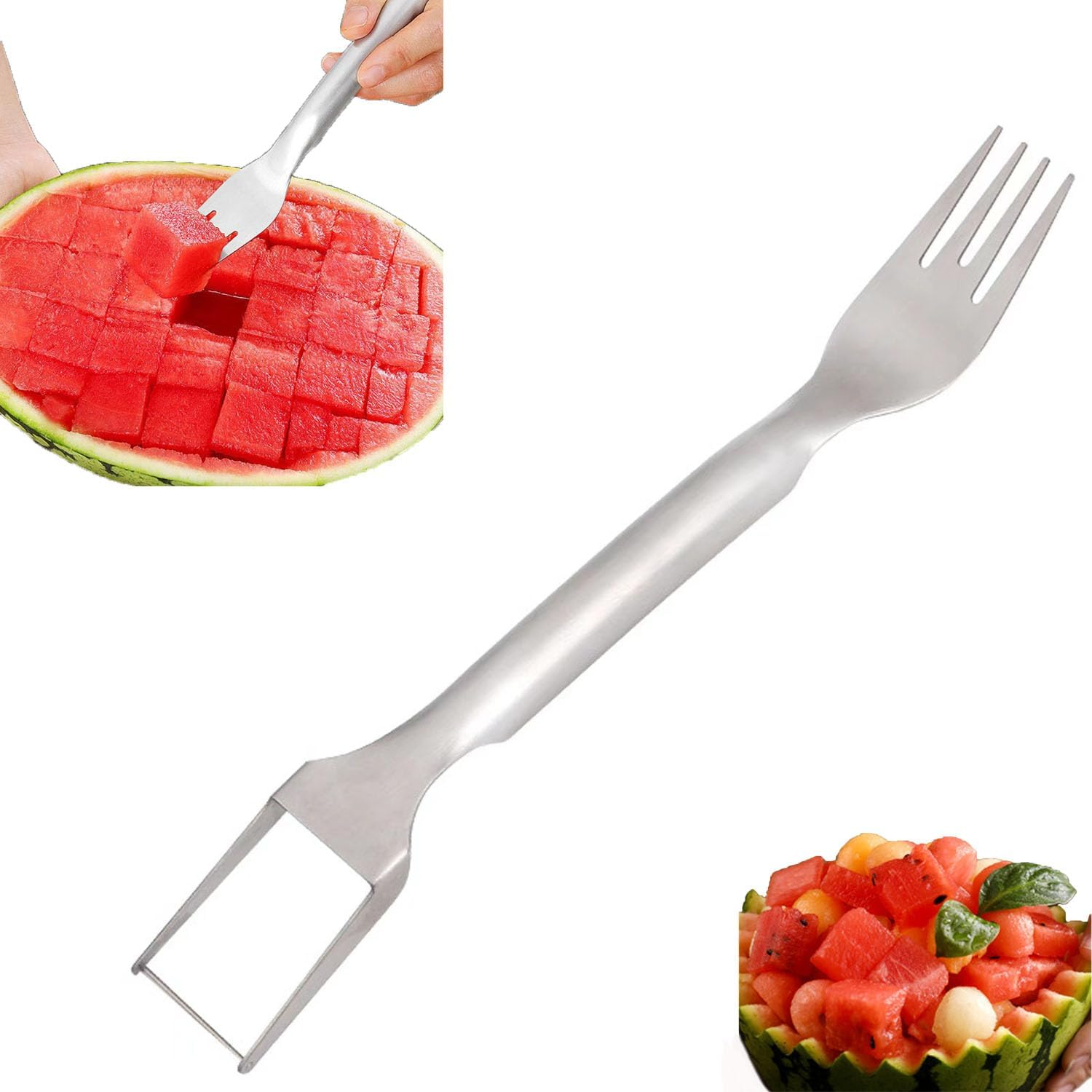 2-In-1 Stainless Steel Watermelon Cutter Slicer, Watermelon Fork Slicer Cutter Slicer Tool, Dual Head image number 4