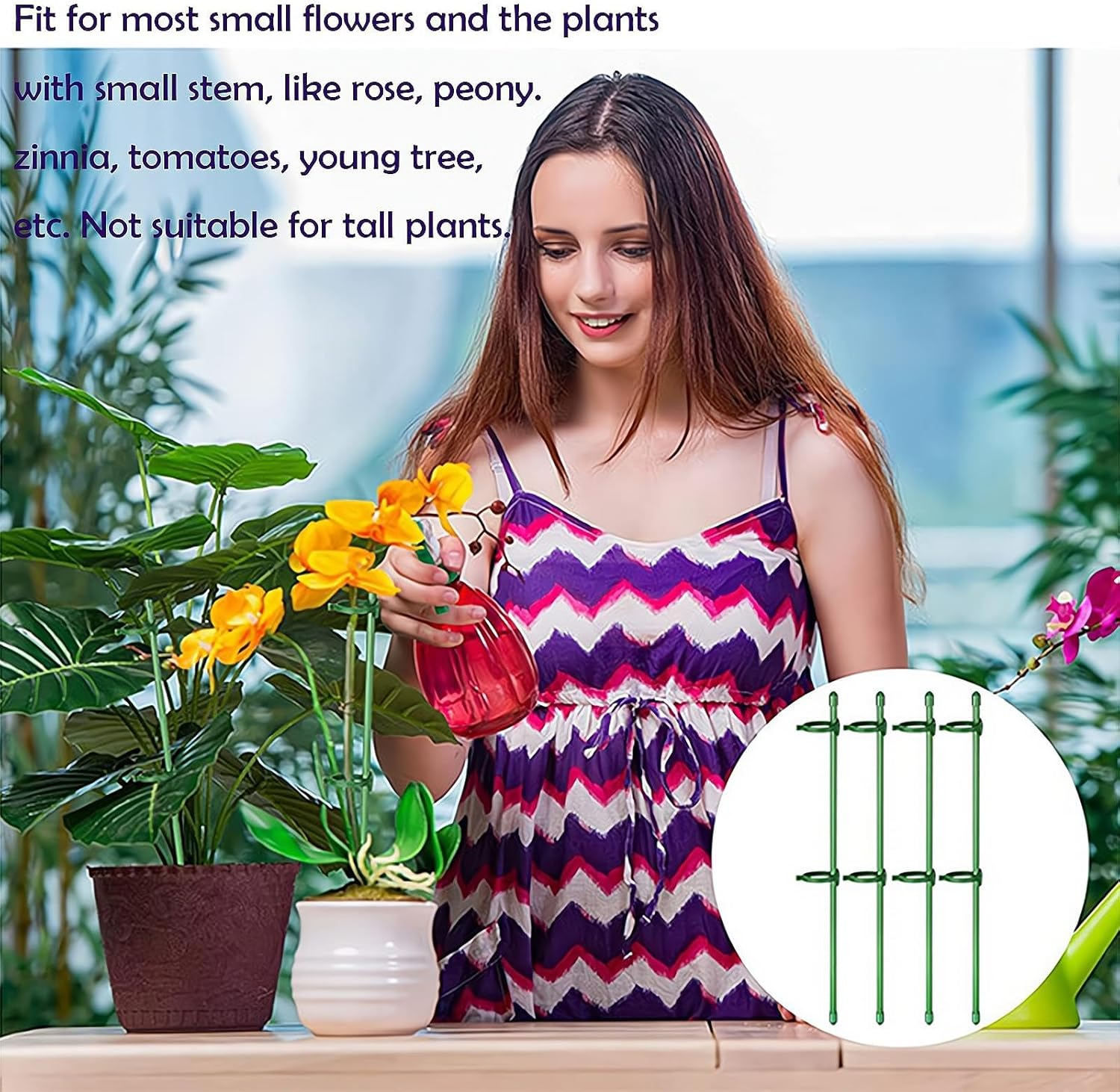 20Pcs Plant Support Stakes for Garden,12-Inch Adjustable Rings with 20 Butterfly Clips, 20 Snap Fasteners& 10 Connecting Tubes - Sturdy Stakes for Vegetables,Flowers,Potted Plants,Tomatoes,Roses image number 2