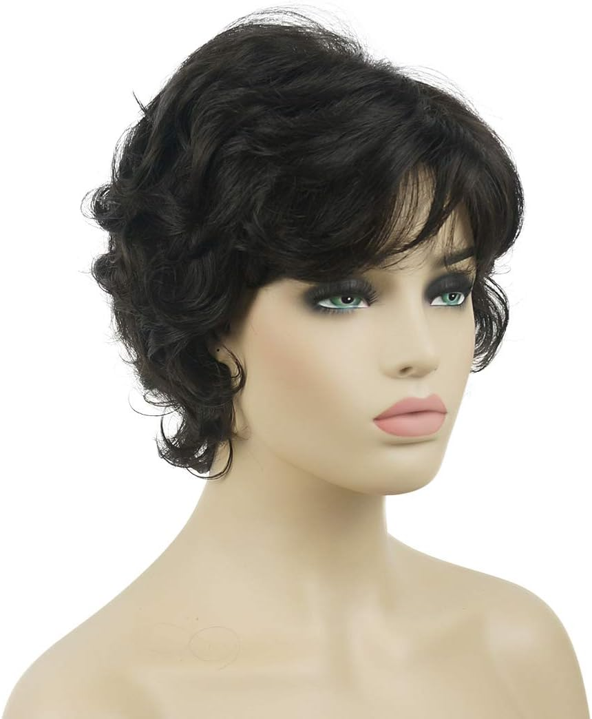Lydell Women'S Short Wavy Curly Wig Synthetic Hair Full Wig 6 Inches (#4Darkset Brown) - 19 Light Strawberry Blonde image number 5