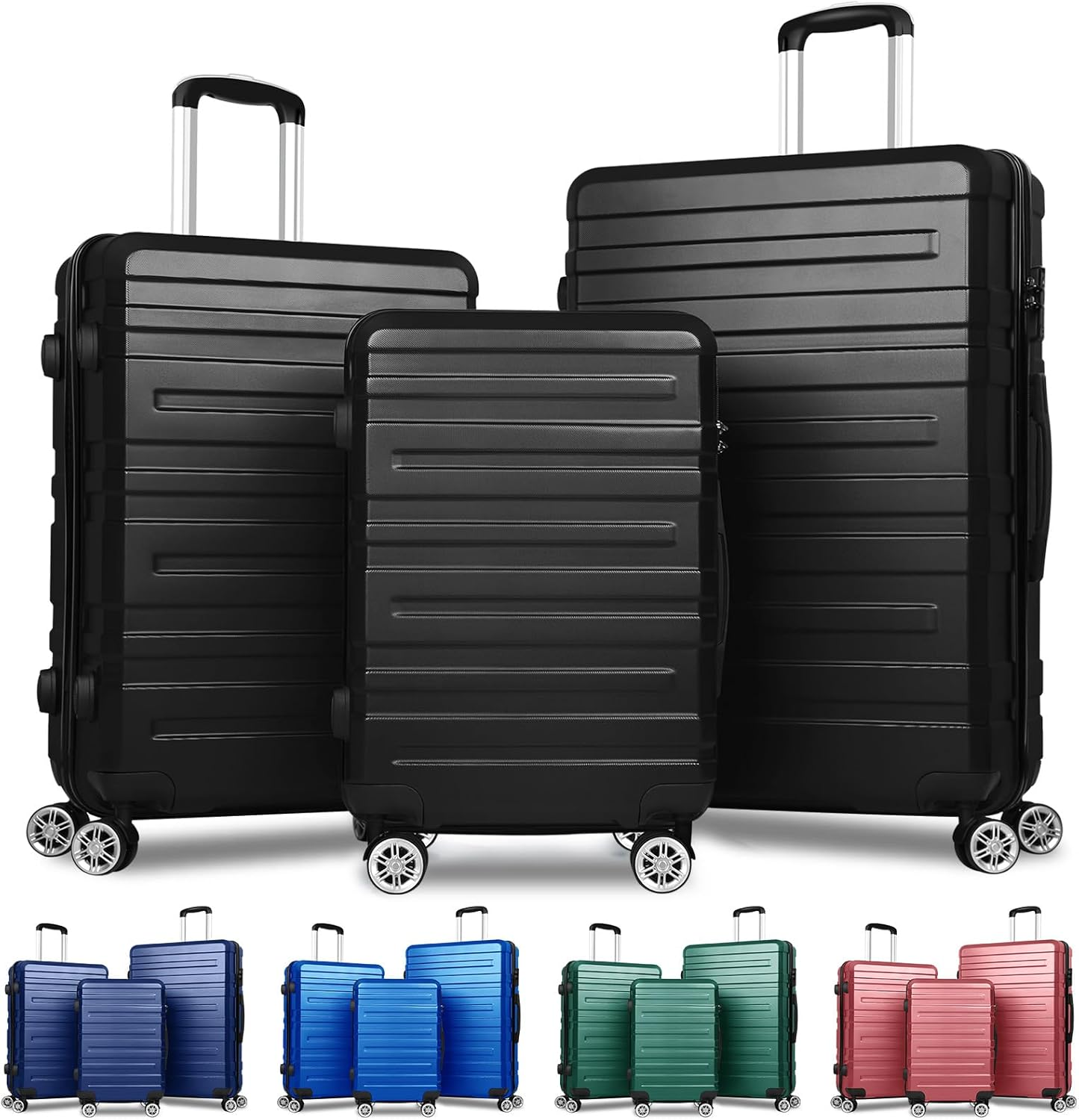 ALFORDSON 3Pcs Hardside Luggage Set with ABS & PC Hardshell and TSA Lock, 20" 24" and 28" Suitcase Set with 360 Degree Wheel Spinner, Carry-On & Checked Baggage 3-Piece Pack, Hero Blue