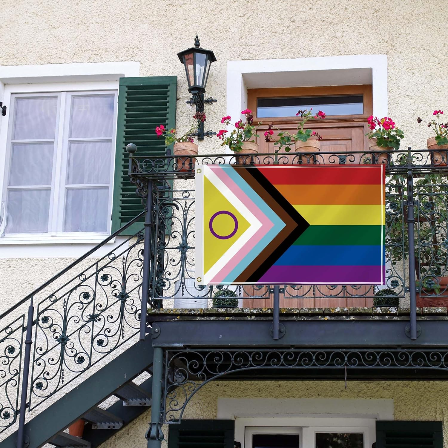 2&times;3 FT New Intersex-Inclusive Progress Pride Flag Flag,60&times;90 Medium Size Rainbow Inclusive Flag Man National Decor,Double Side Digital Printed 150D Polyester Banner with Canvas Header Brass Grommet image number 1