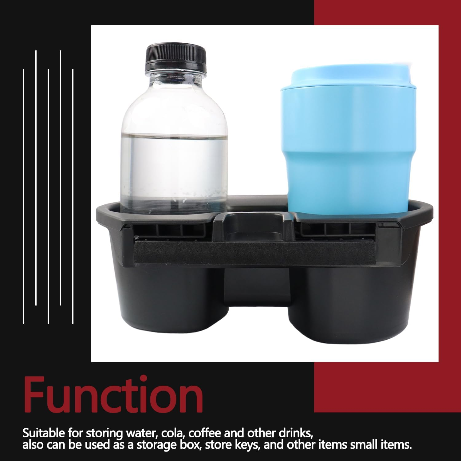 Cup Holder Insert Accessories for Honda Civic 2016-2021 Lx Ex Si Sport Hatchback Coupe Sedan Insight,Center Console Drink Bottle Cup Holder Adapter Replace 83446-TBA-A01ZA (Black) image number 5