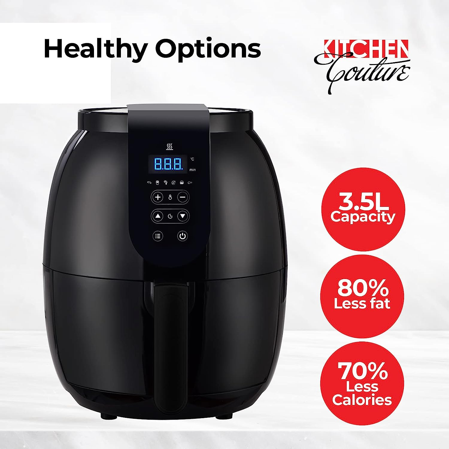 Kitchen Couture Air Fryer 3.5 Litre Digital | Rapid Air Circulation | 30-Minute Timer |6 Preset Modes |1300W| Black image number 6