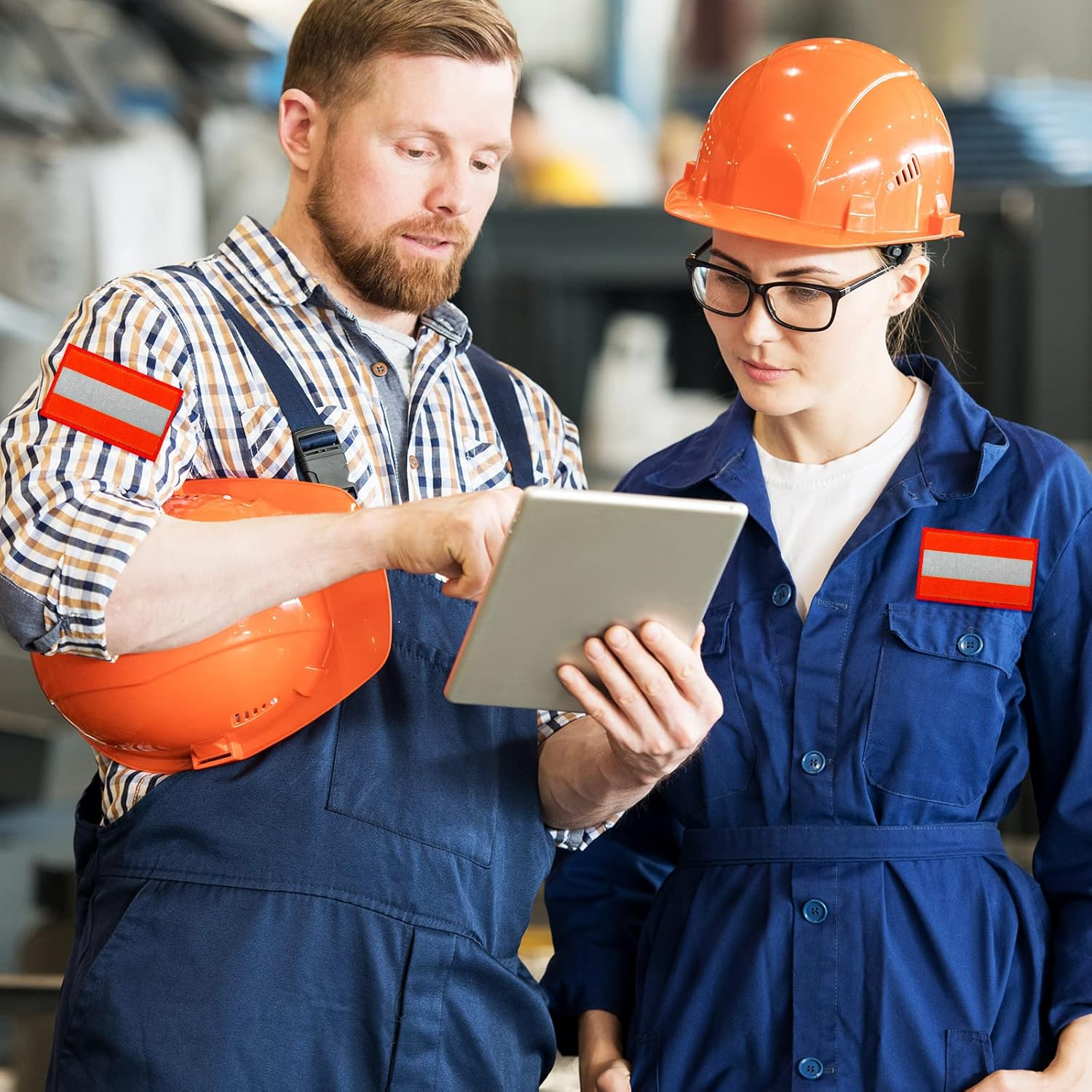 Juinte 8-Piece Reflective Safety Patch Set with Dual Sizes - for Night Workers, Firefighters & Dog Tactical Undershirts, Compatible with Sportswear/Rain Jackets/Police Rescue Gear(Green Orange) image number 5