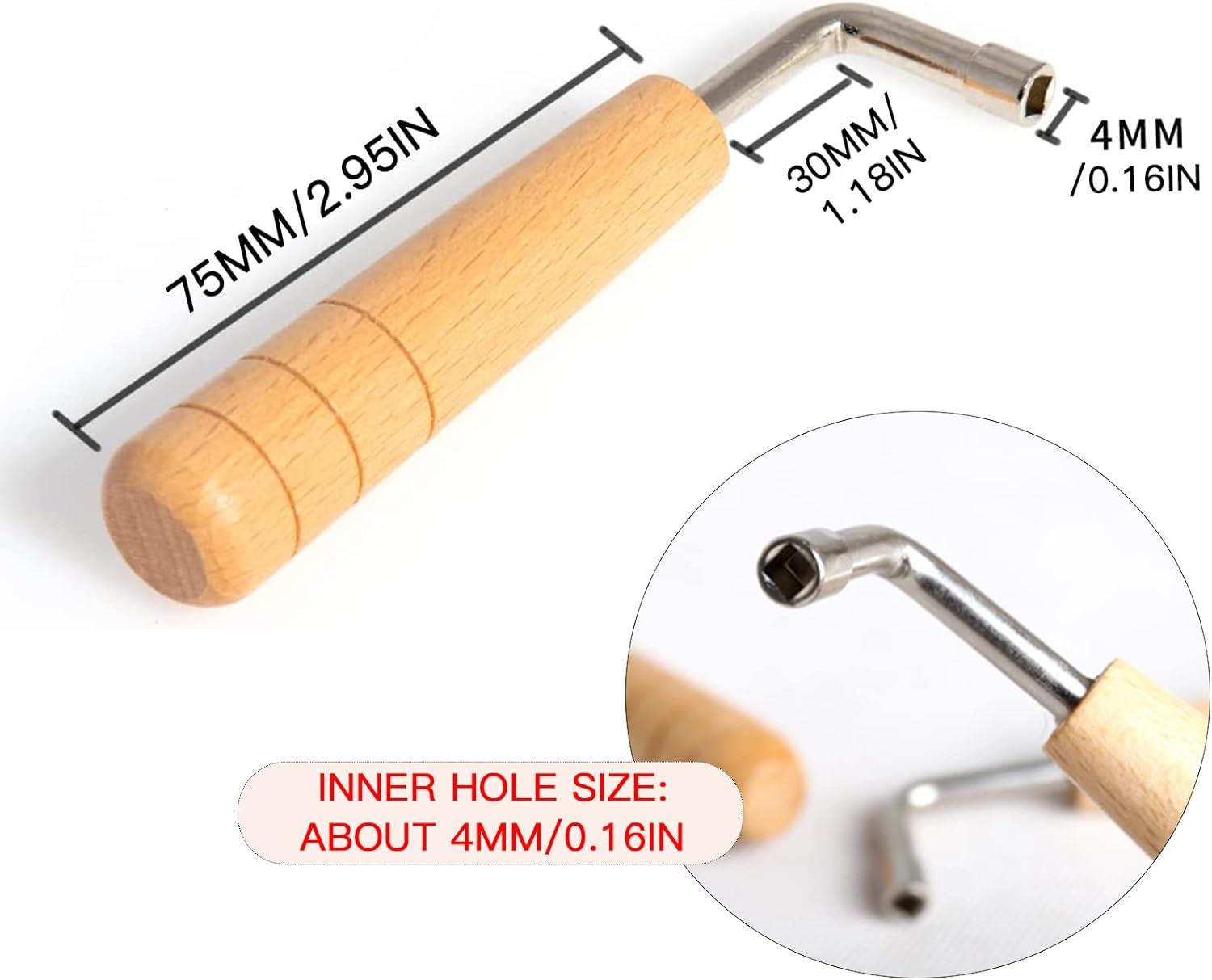 Cheerock Universal L-Shape Tuning Wrench for Lyre Harp & Other Small Stringed Instruments - Easy & Precise Tuning - String Nails + Tuning Wrench image number 4